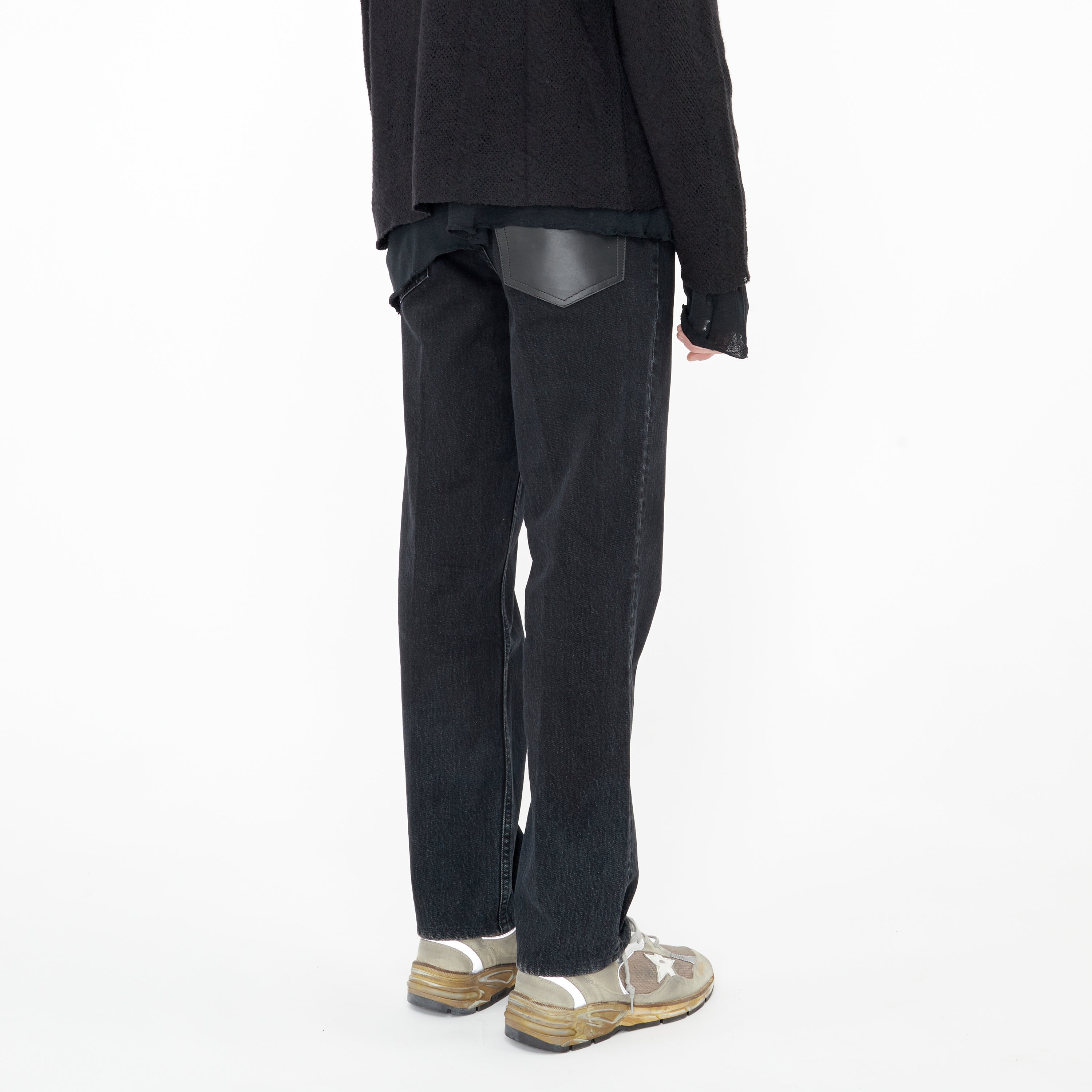 Jeans Lanvin Détails Cuir Noir