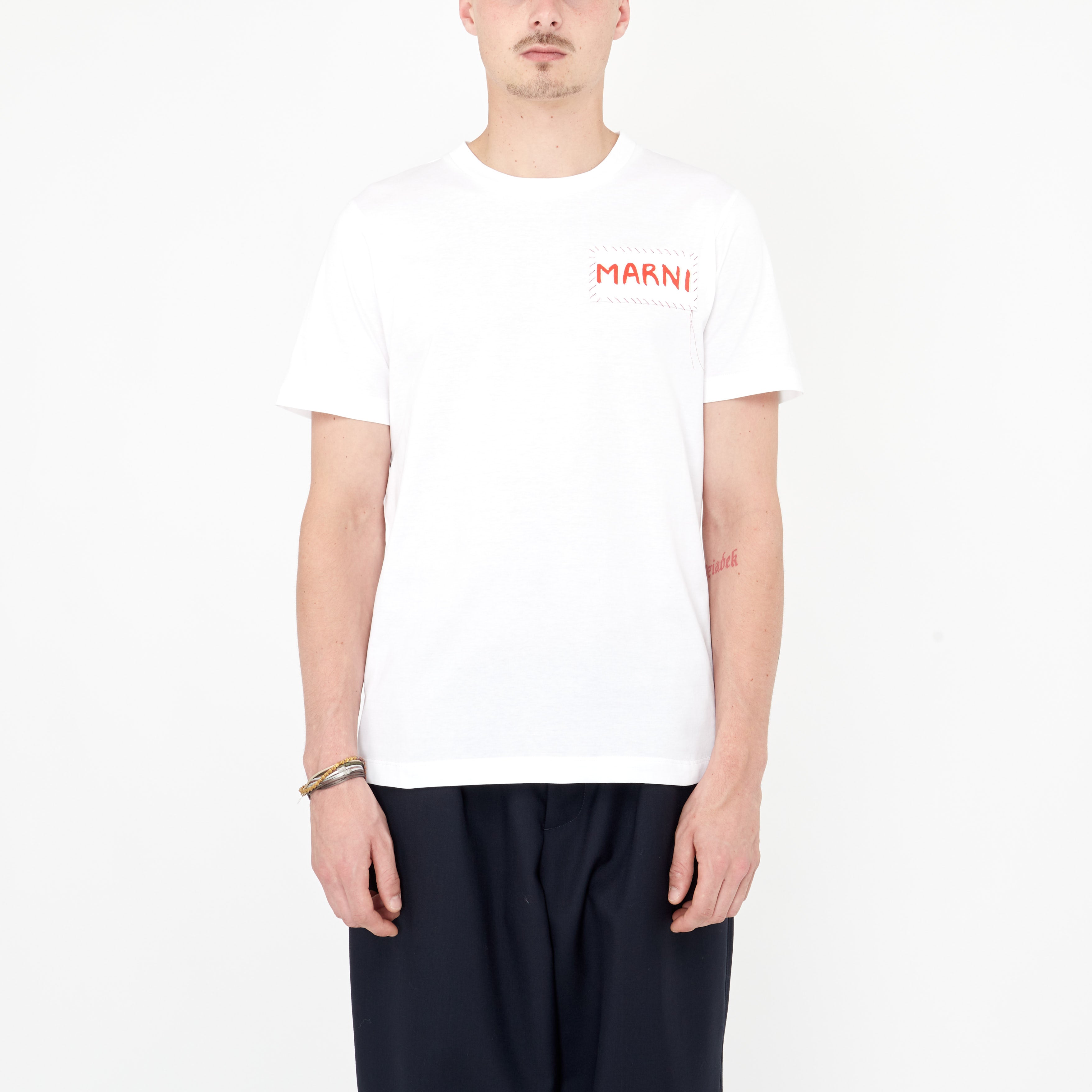 T-shirt Marni Logo Blanc