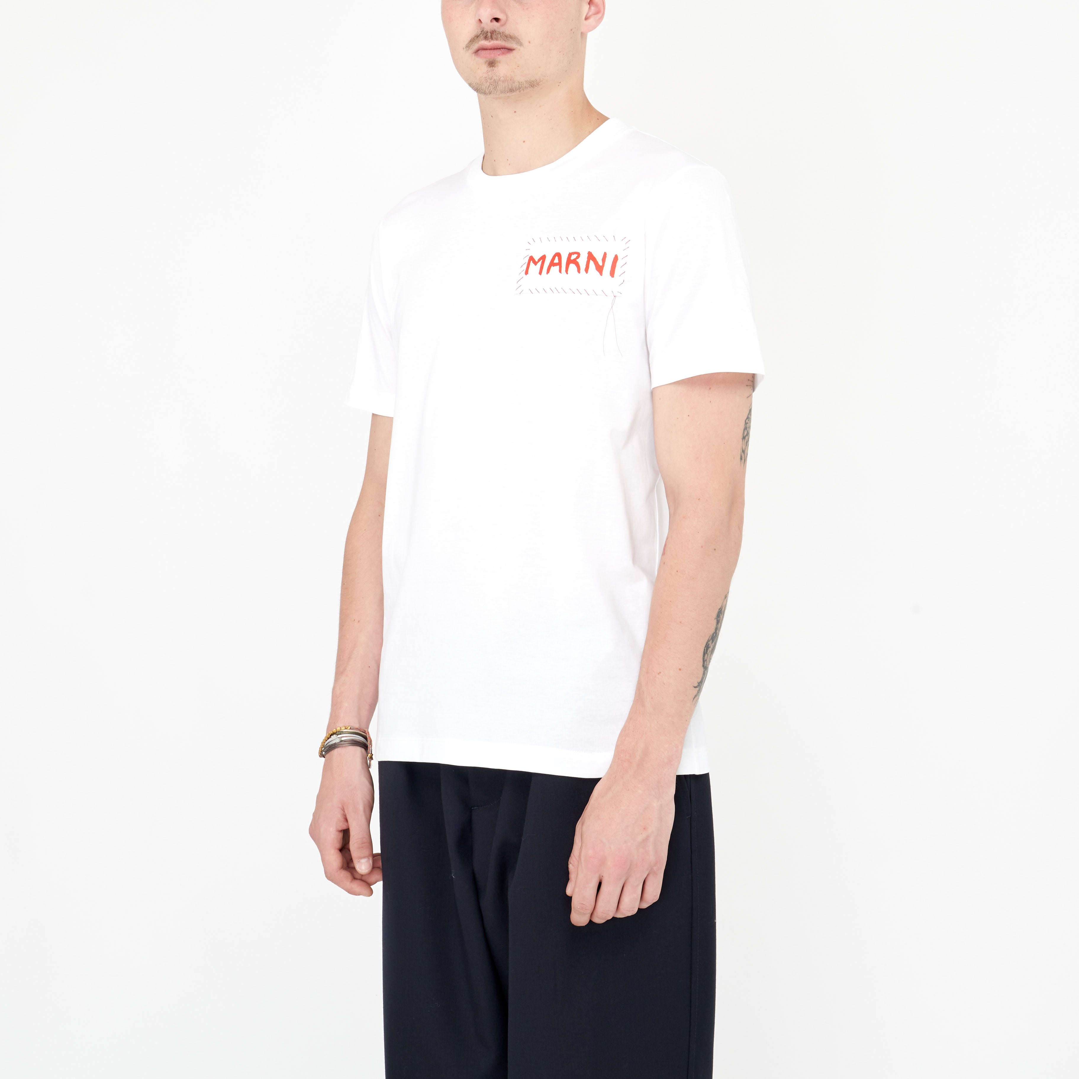 T-shirt Marni Logo Blanc