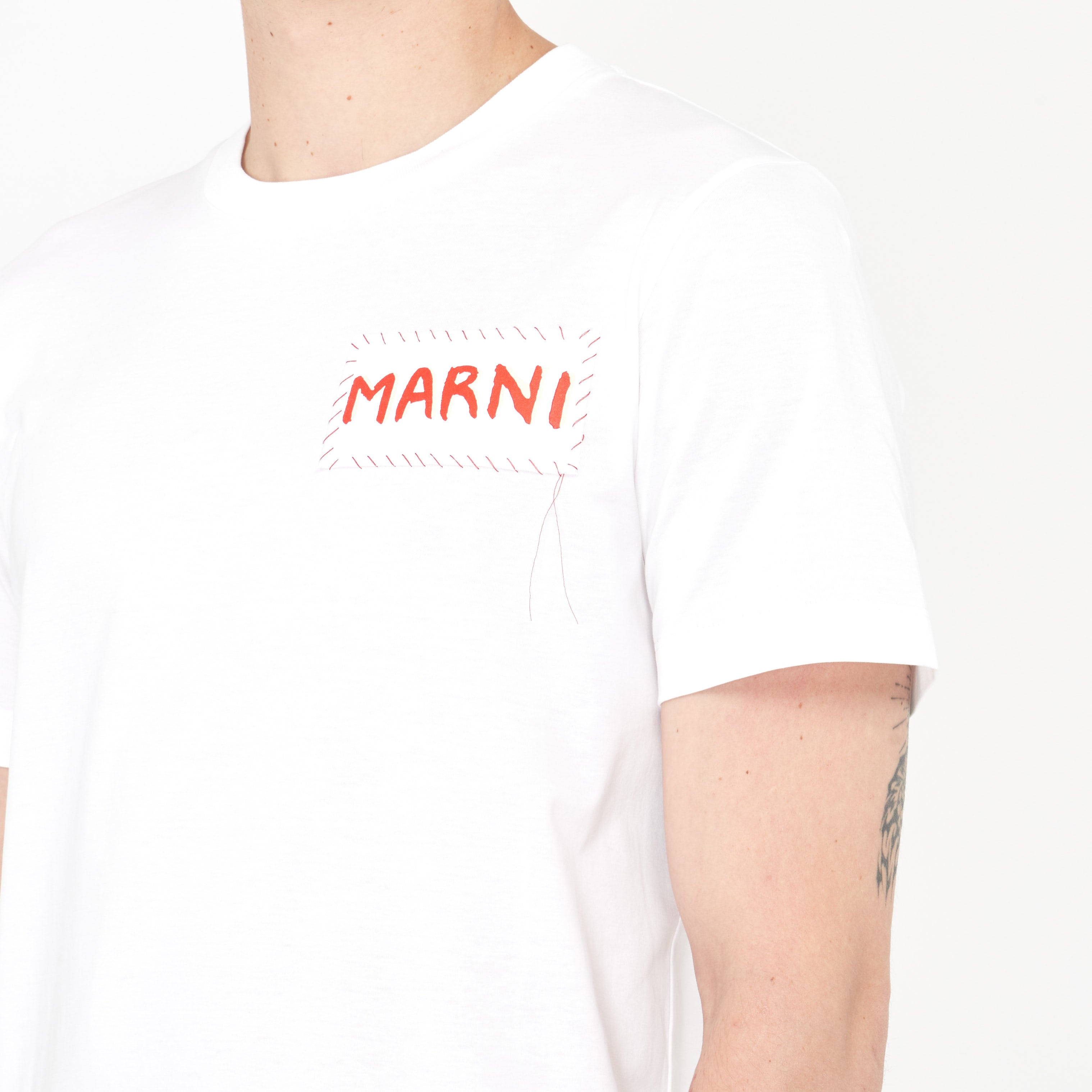 T-shirt Marni Logo Blanc