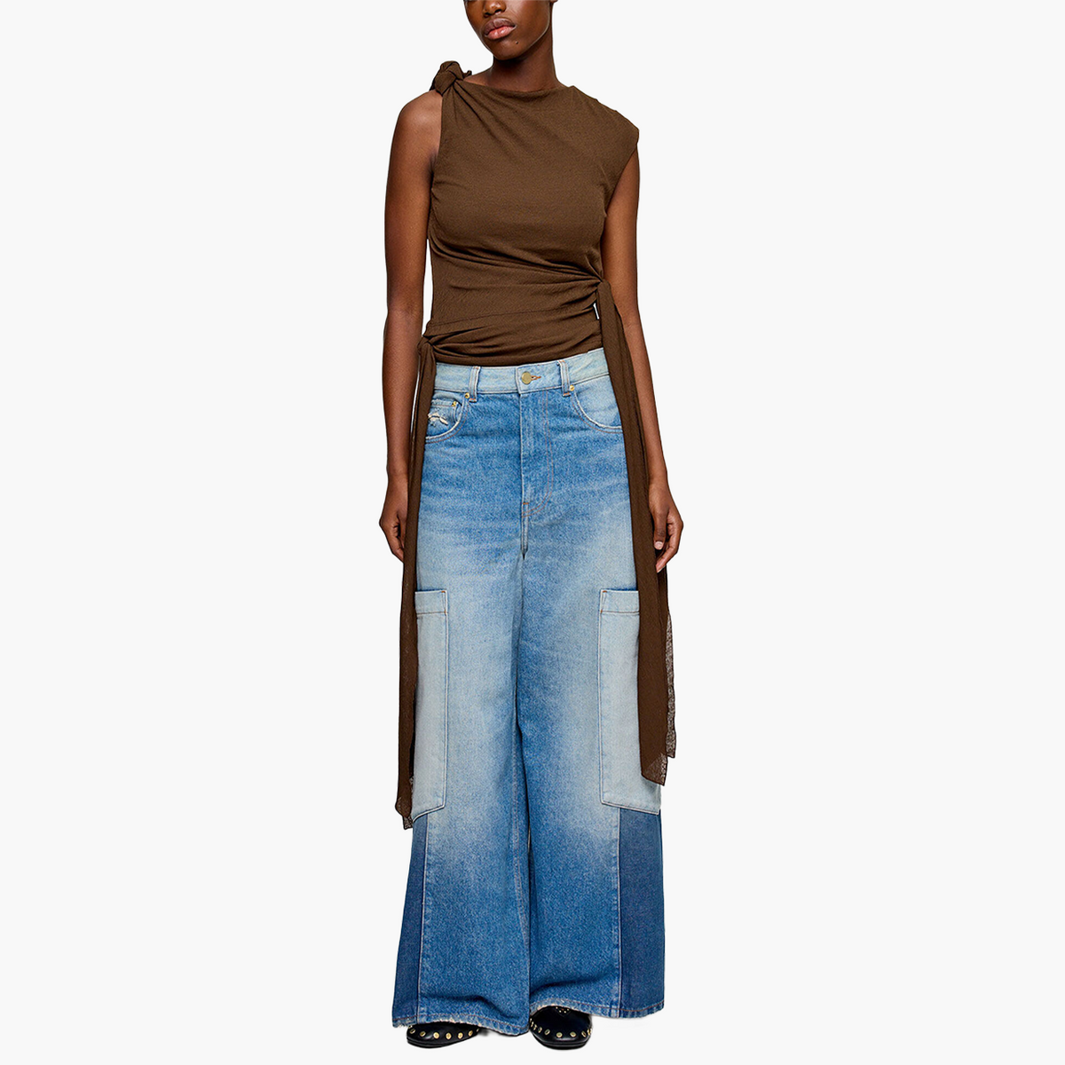 Jean Baggy Large en Denim Patchwork