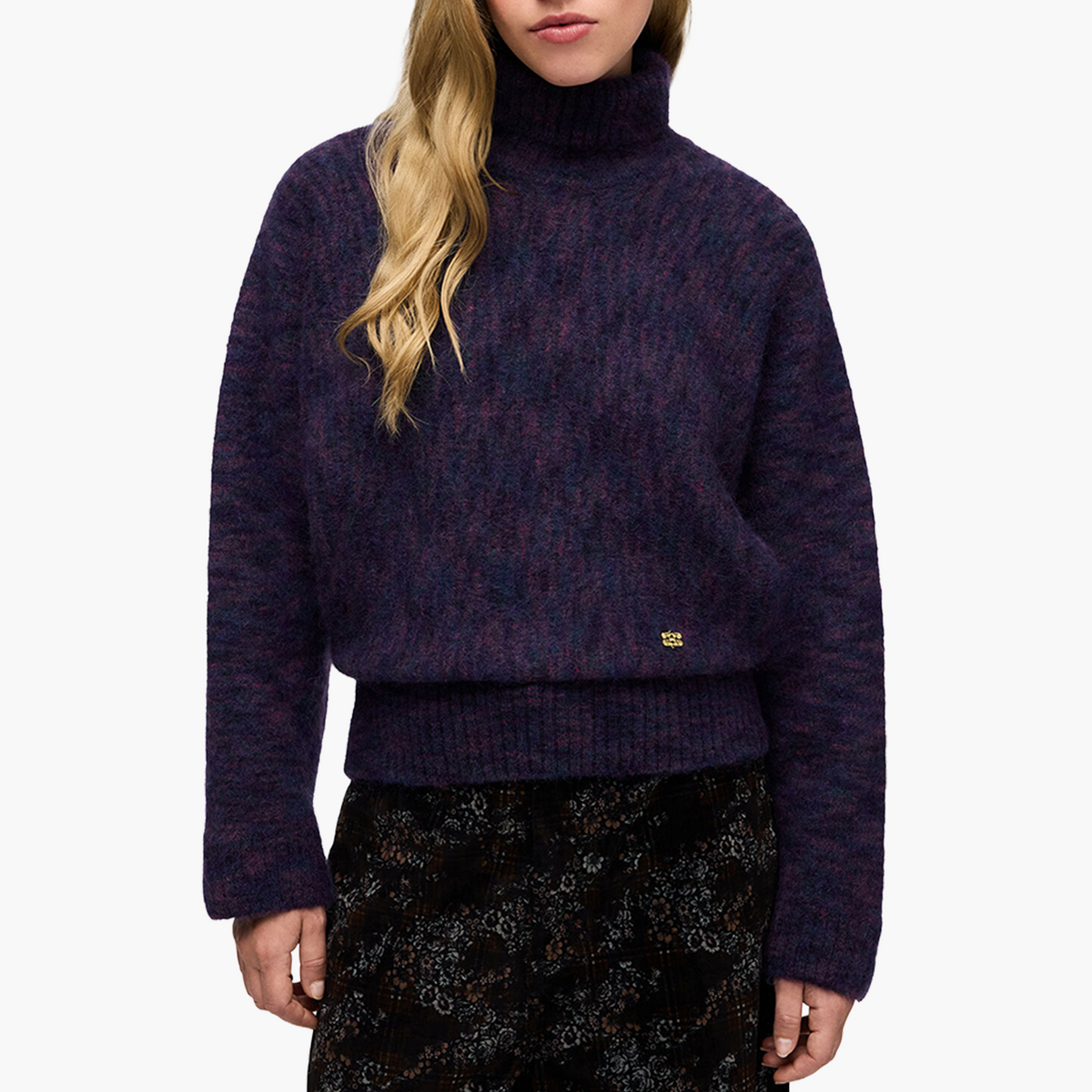 Pull Col Roulé Mohair Brossé