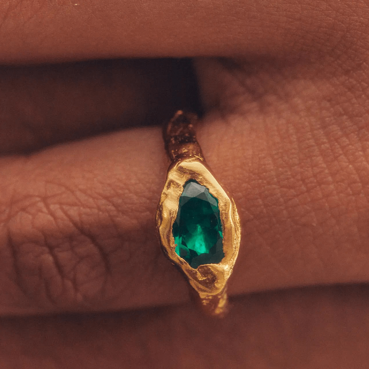 Bague Faro Green Plaquée Or Simuero