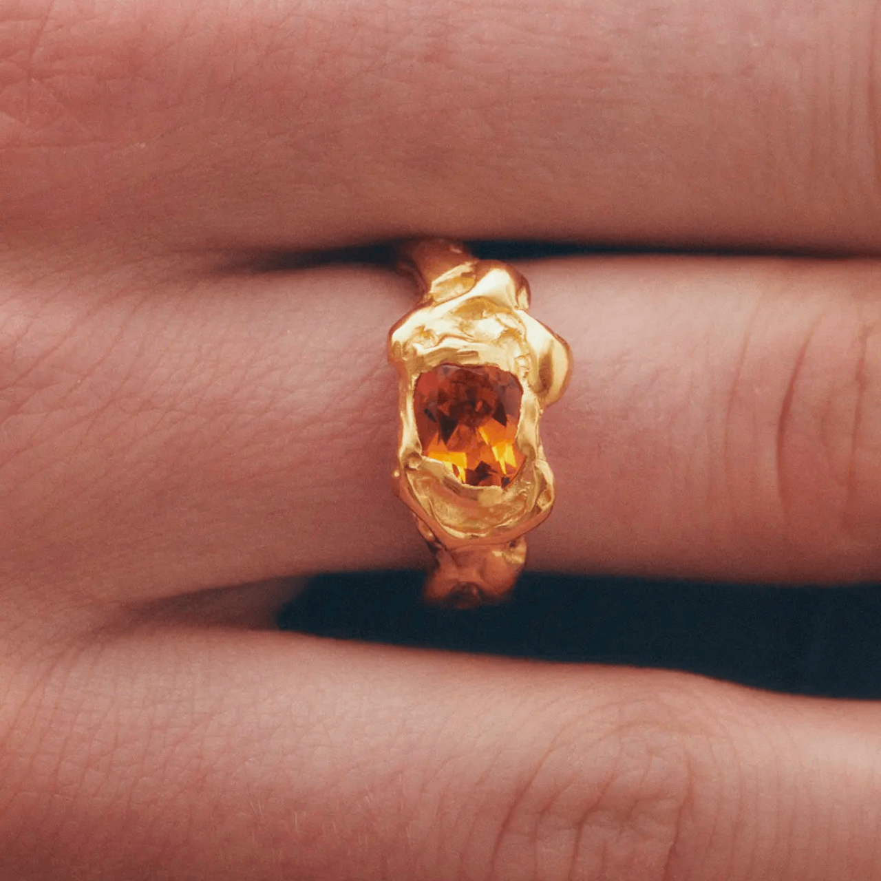 Ola Orange Gold Plated Simuero Ring