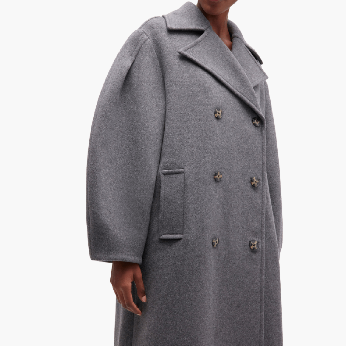 Caban long Ganni Laine Gris