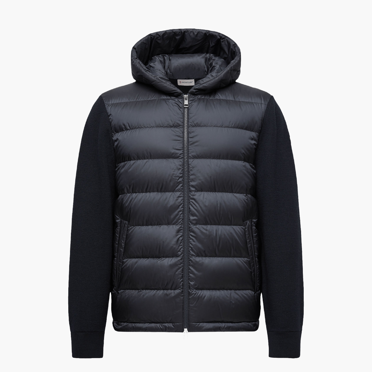 Cardigan Moncler zippé matelassé bleu