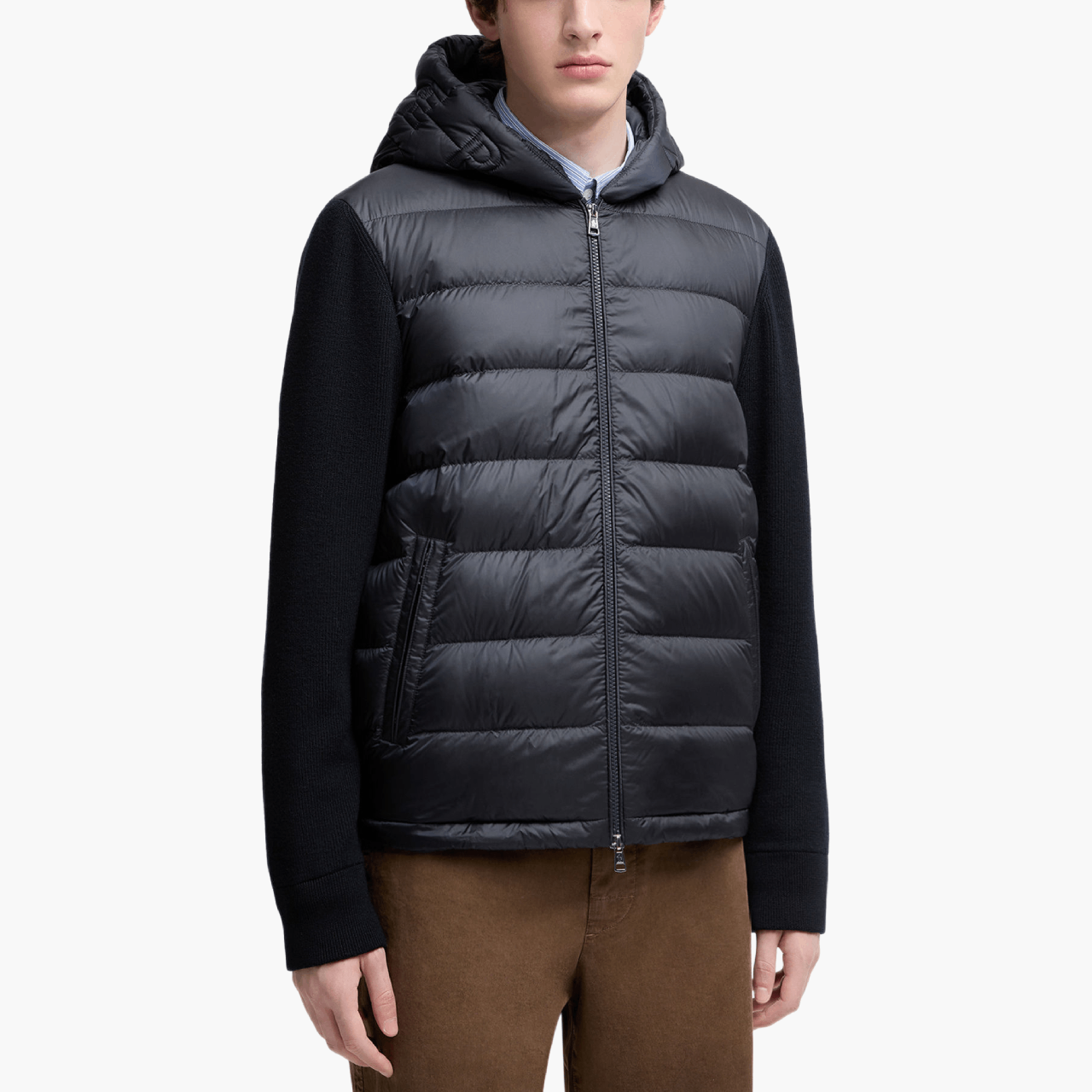 Cardigan Moncler zippé matelassé bleu