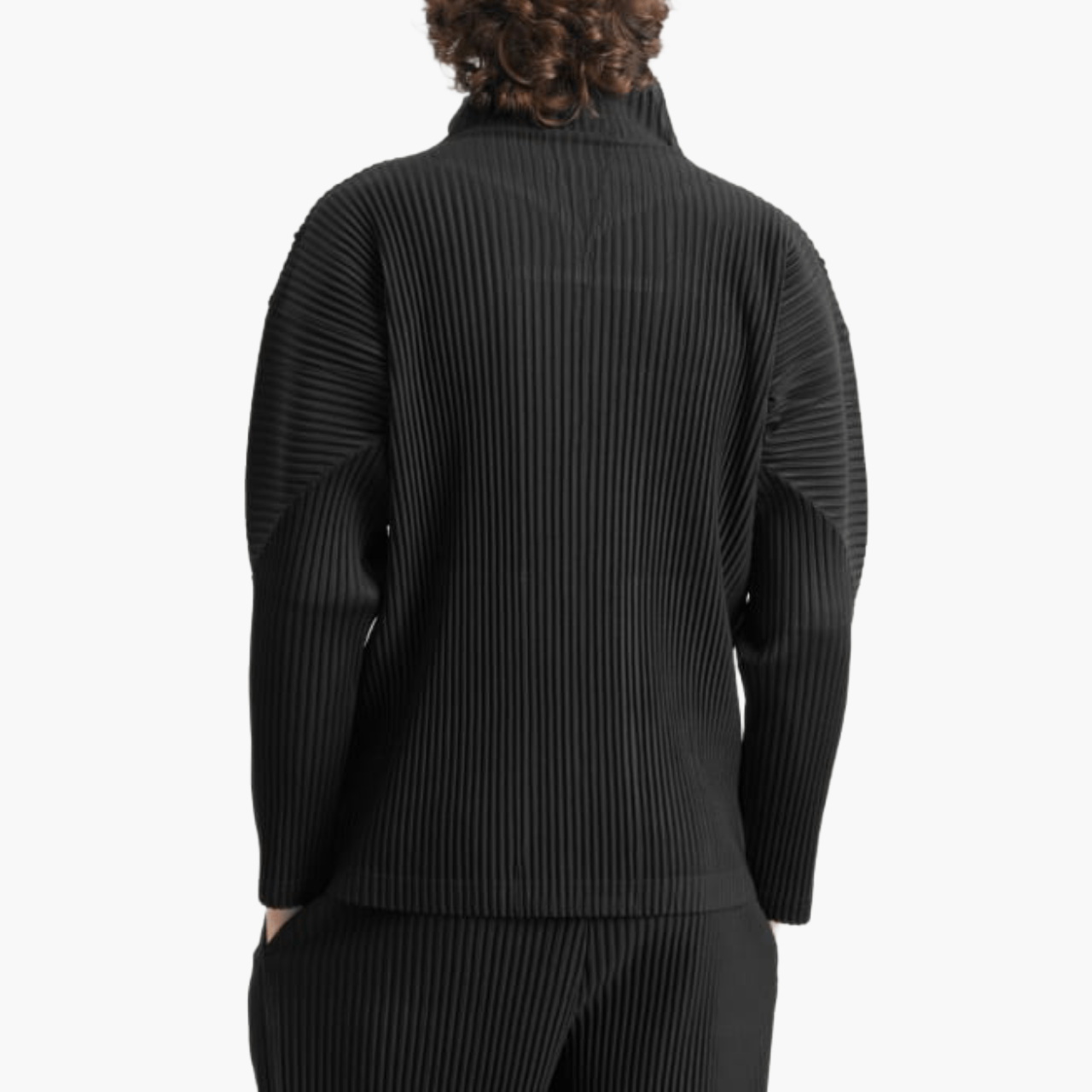 Cardigan Zippé Homme Plissé Noir