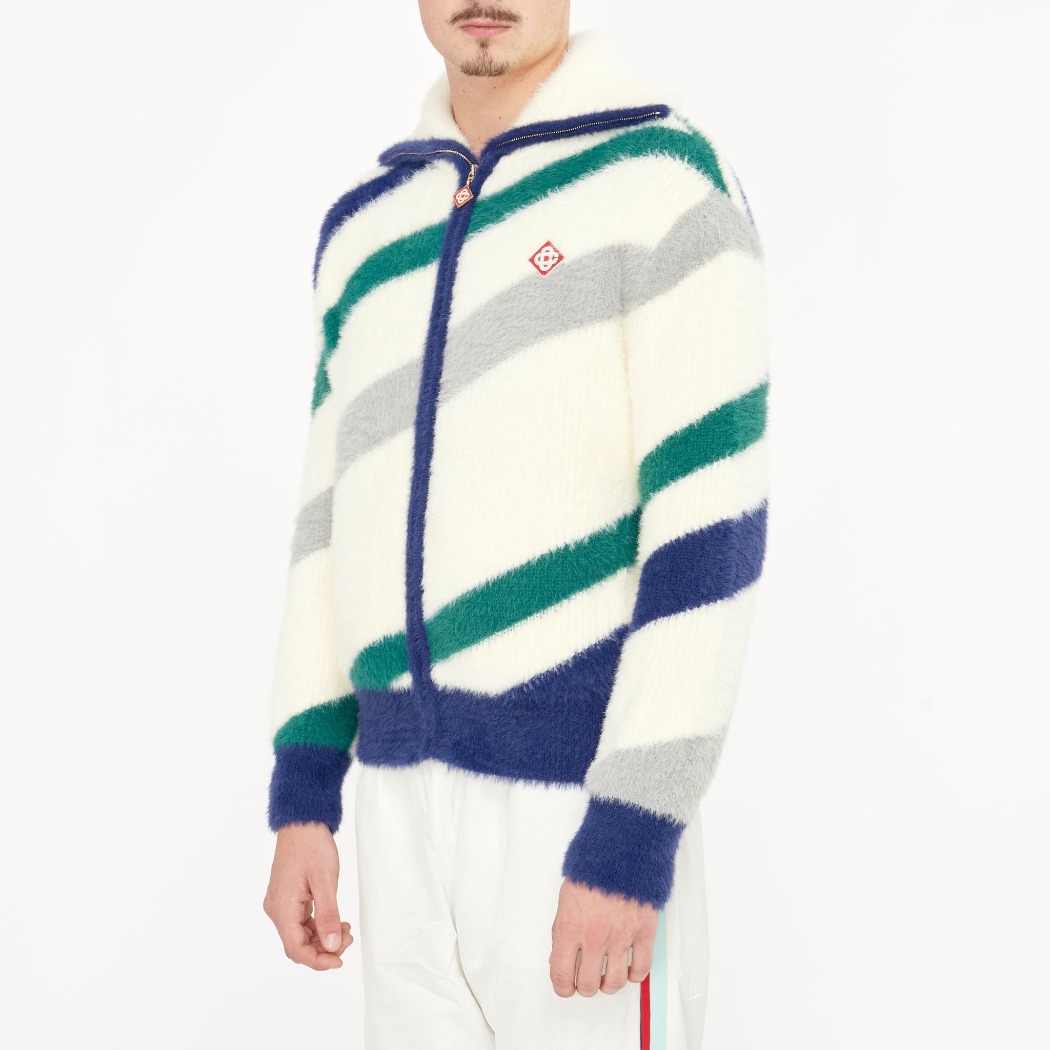 Gilet à Zip Casablanca en Maille Rayure
