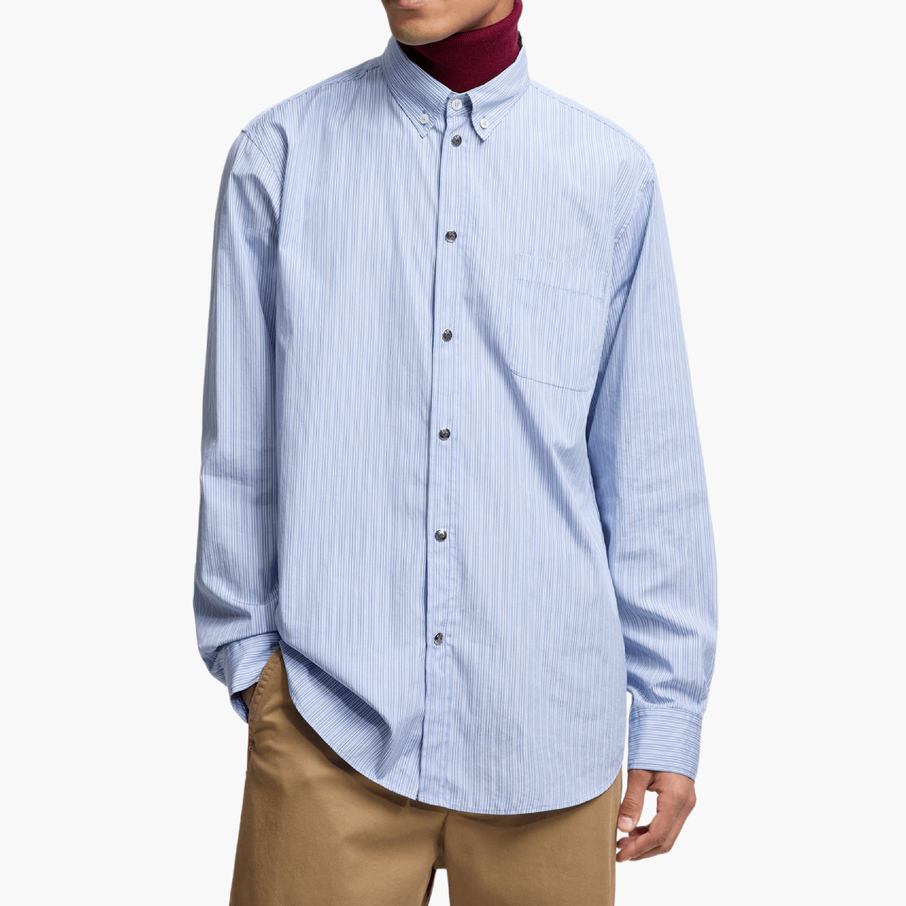 Chemise Moncler Oxford rayée bleu clair