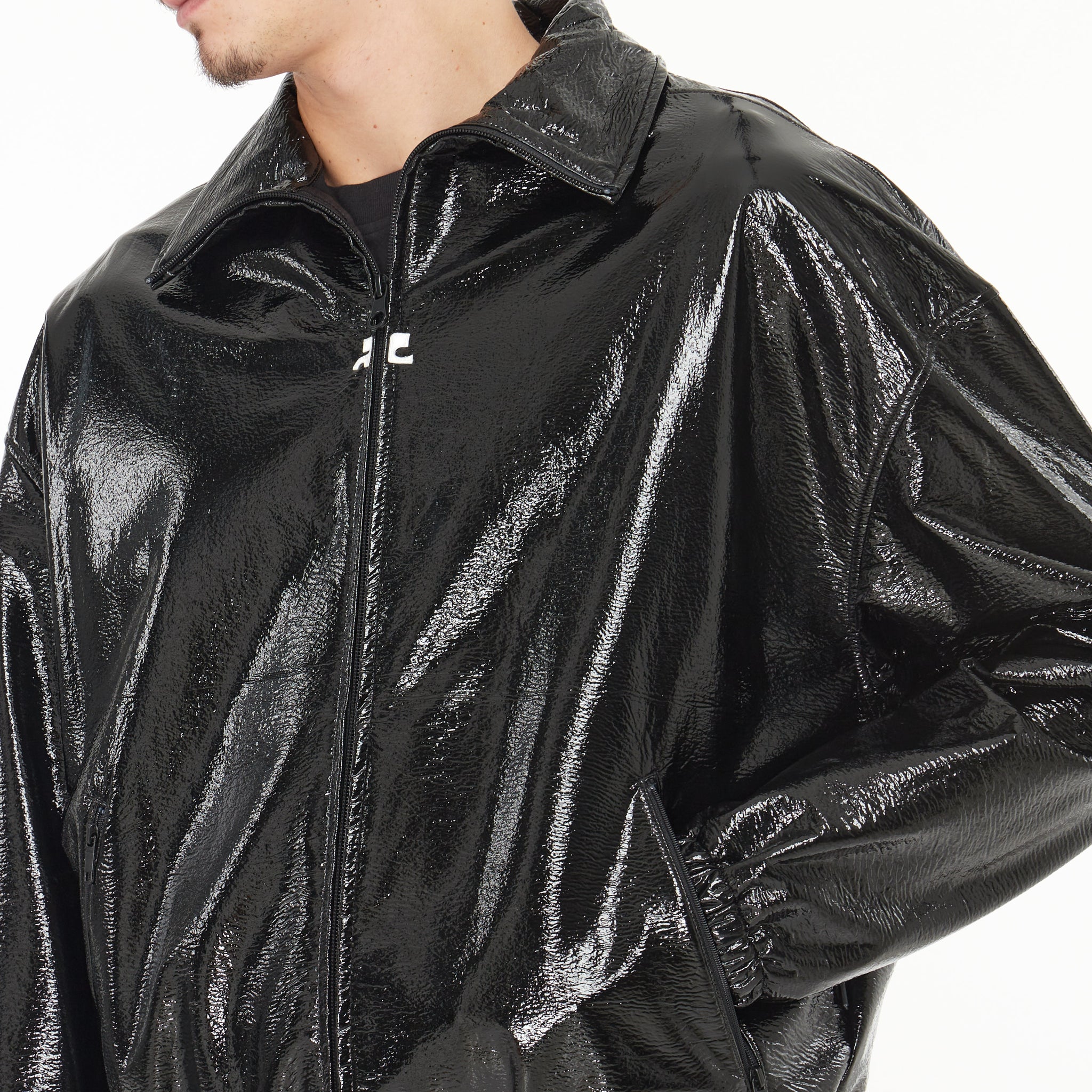 Veste Courrèges Tracksuit en Vinyle Noir