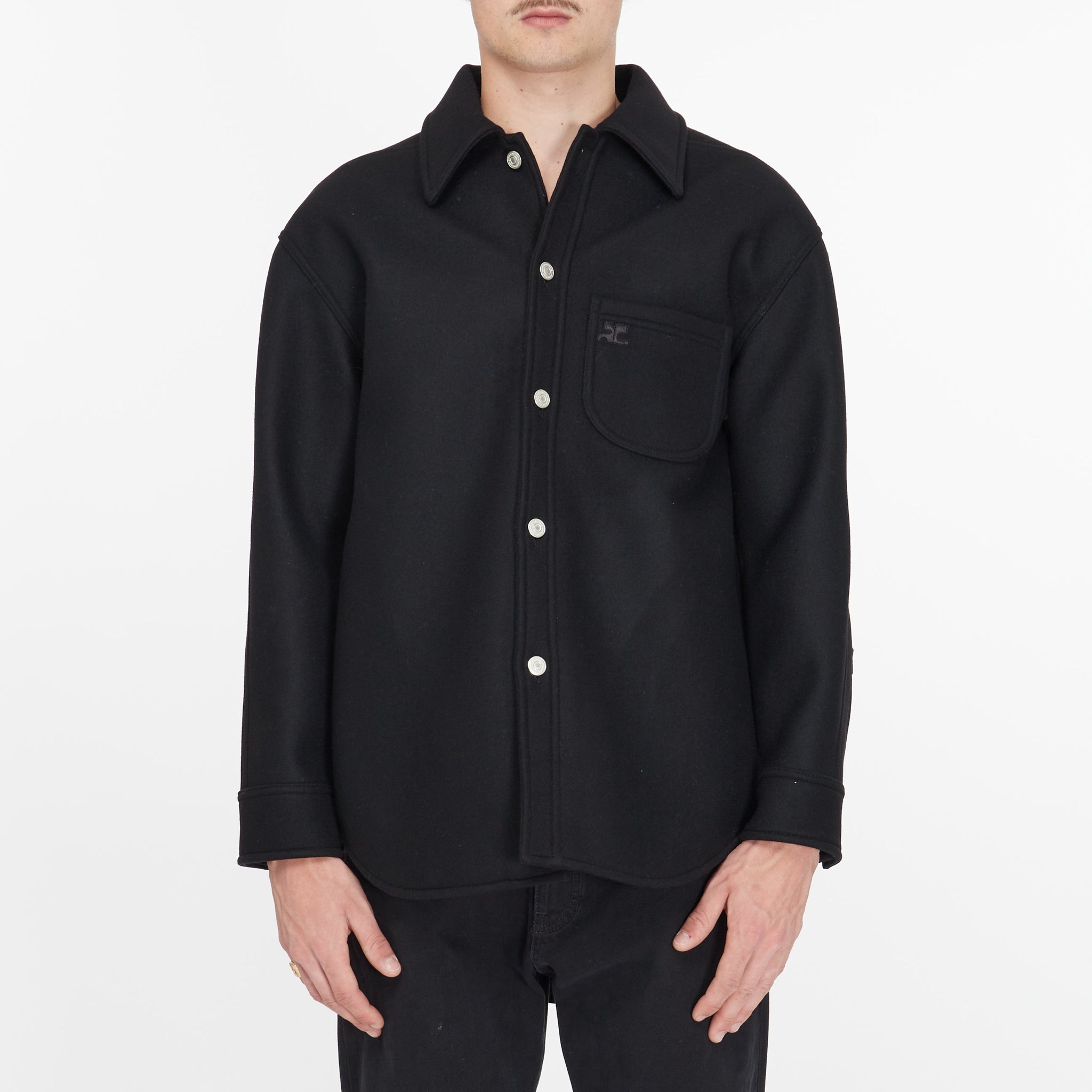 Sur-Chemise Courreges en Laine Noir