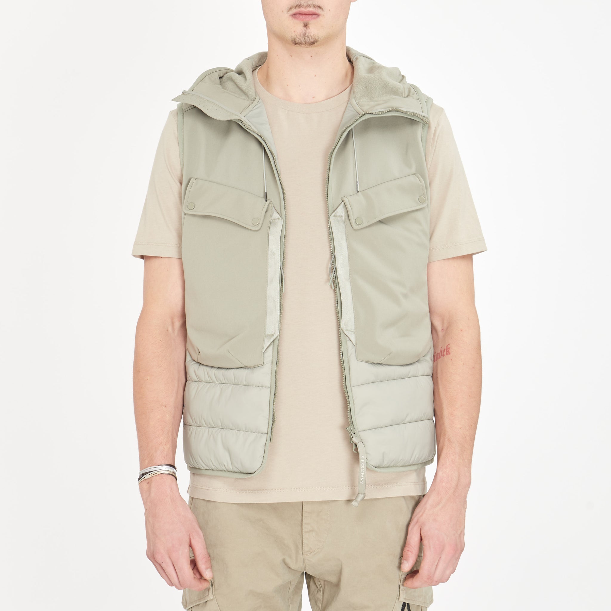 Veste Sans Manches Cp Company Shell-R Mixed Goggle Beige