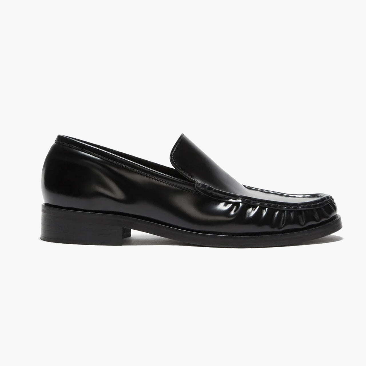 Acne Studios Black Leather Loafers with Initials