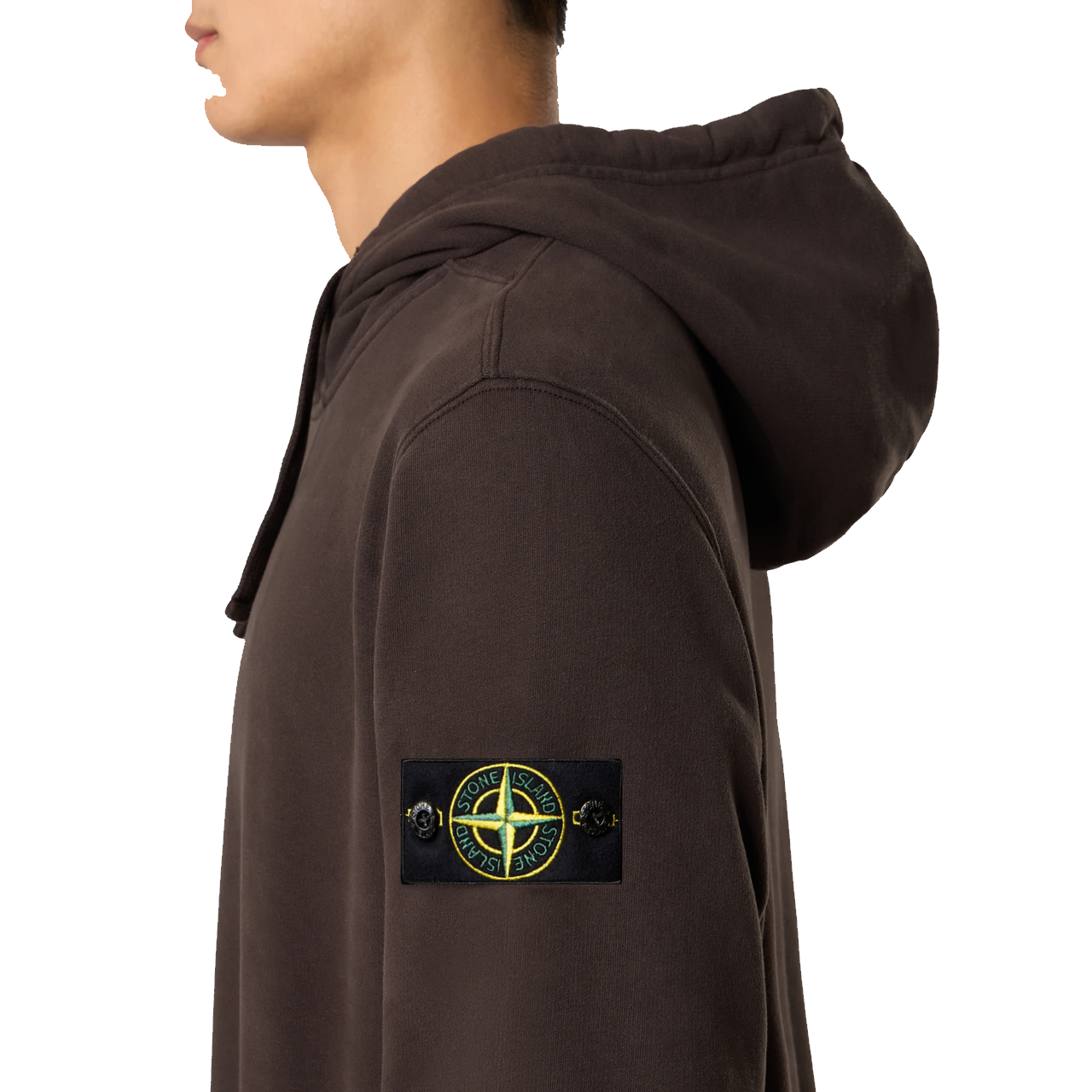 Hoodie Stone Island coton bio brossé gris plomb