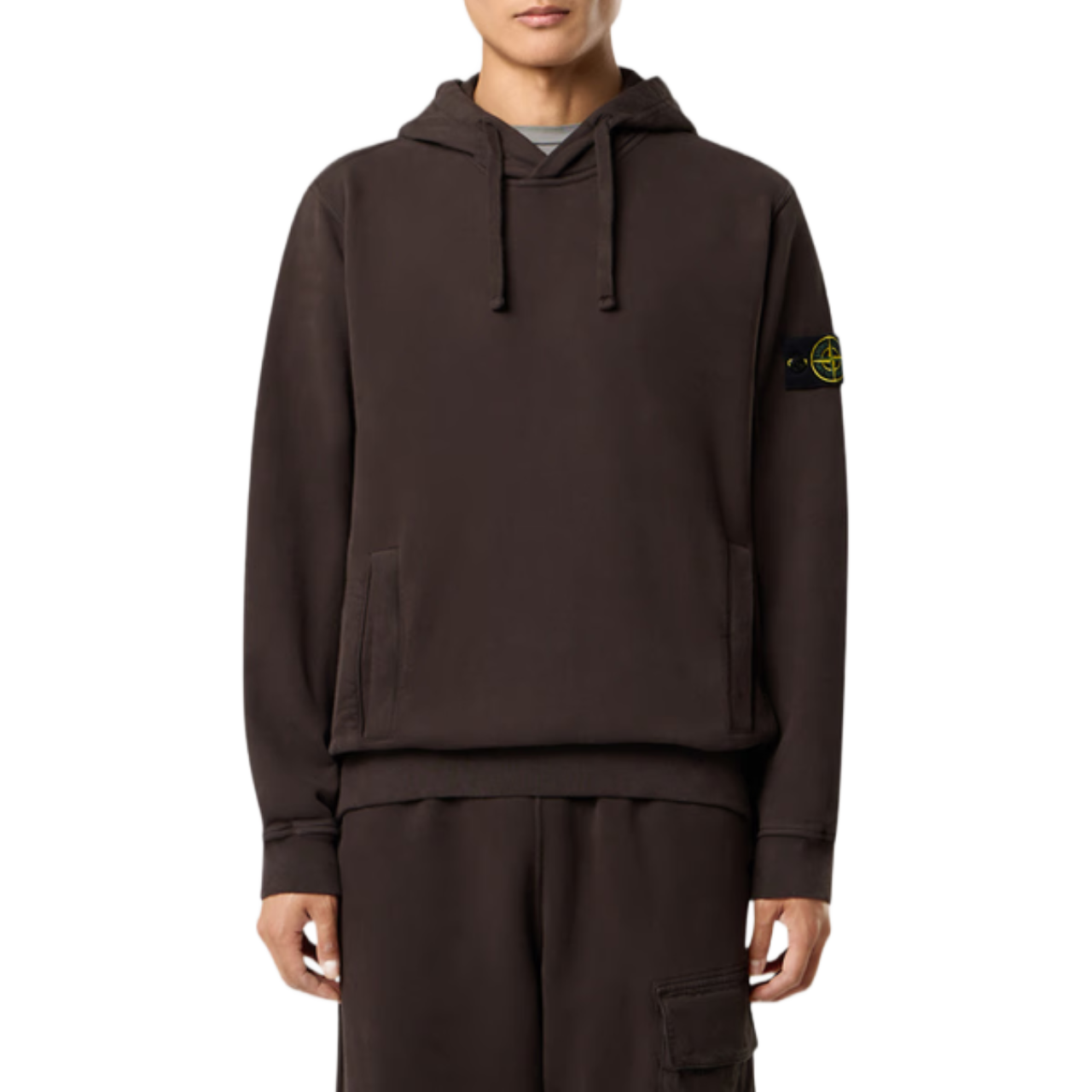 Hoodie Stone Island coton bio brossé gris plomb