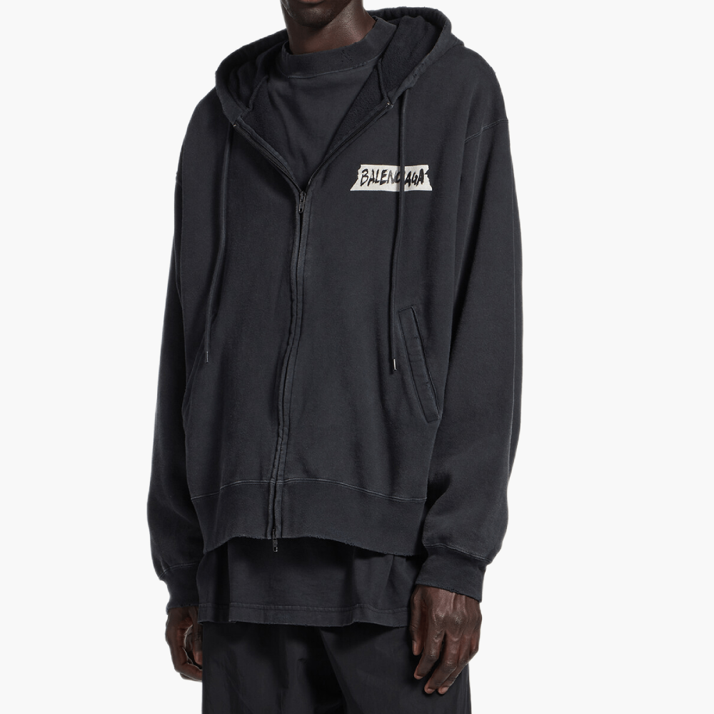 Hoodie zippé oversize “Masking Tape”