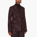 Veste Pietro Laine Rayée Mahogany