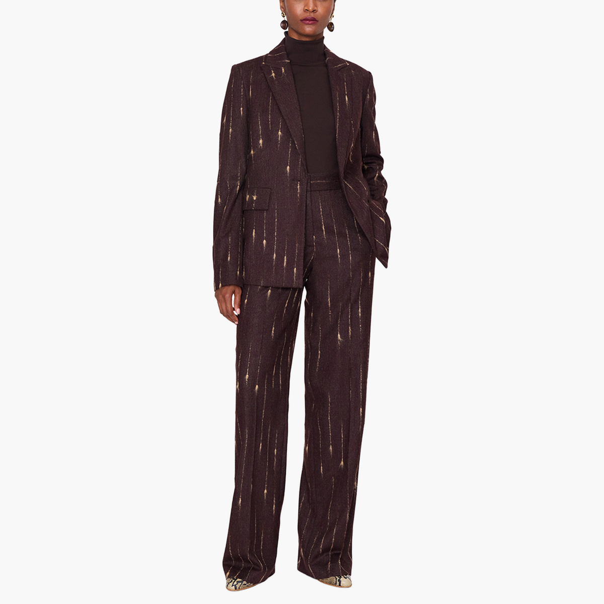 Veste Pietro Laine Rayée Mahogany