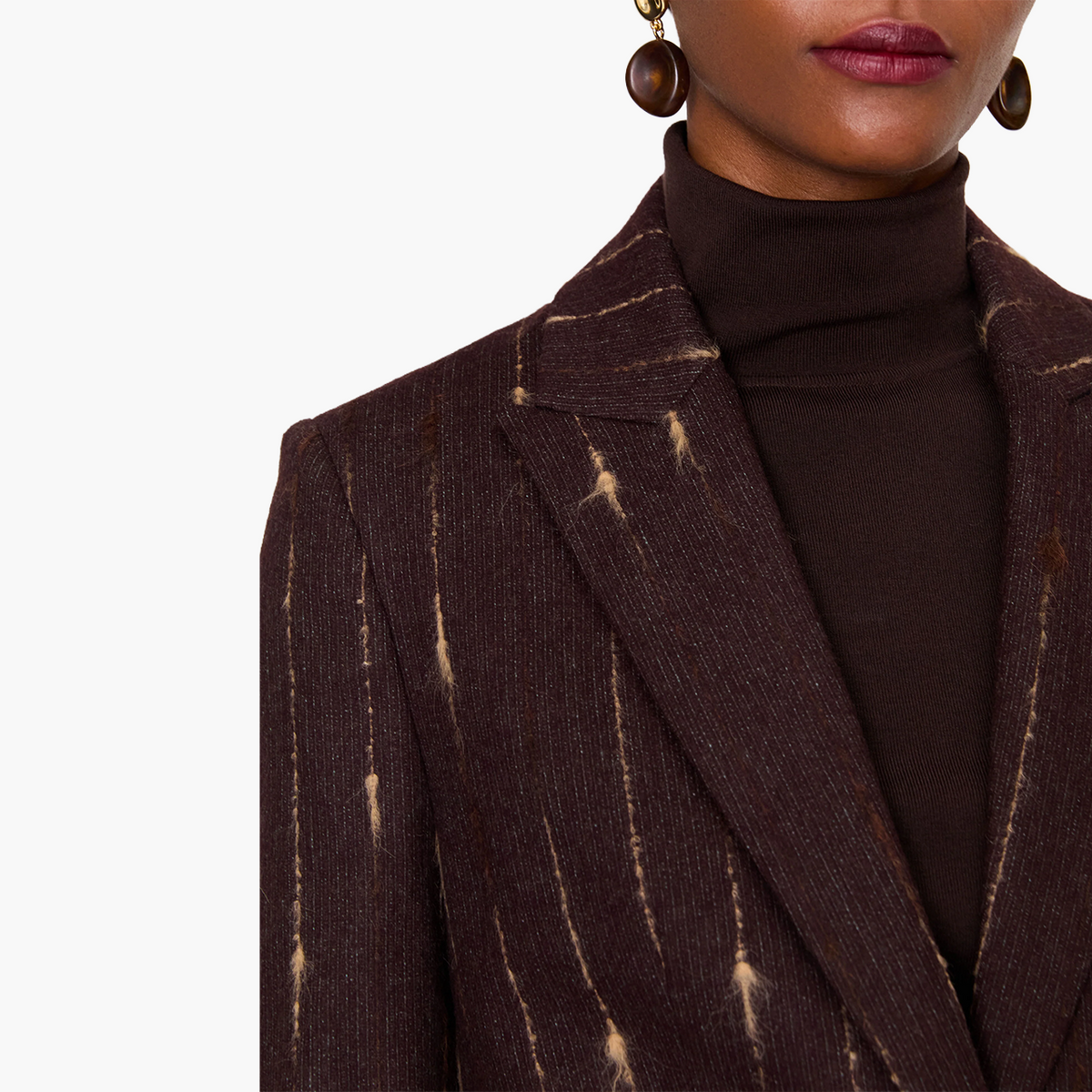 Veste Pietro Laine Rayée Mahogany
