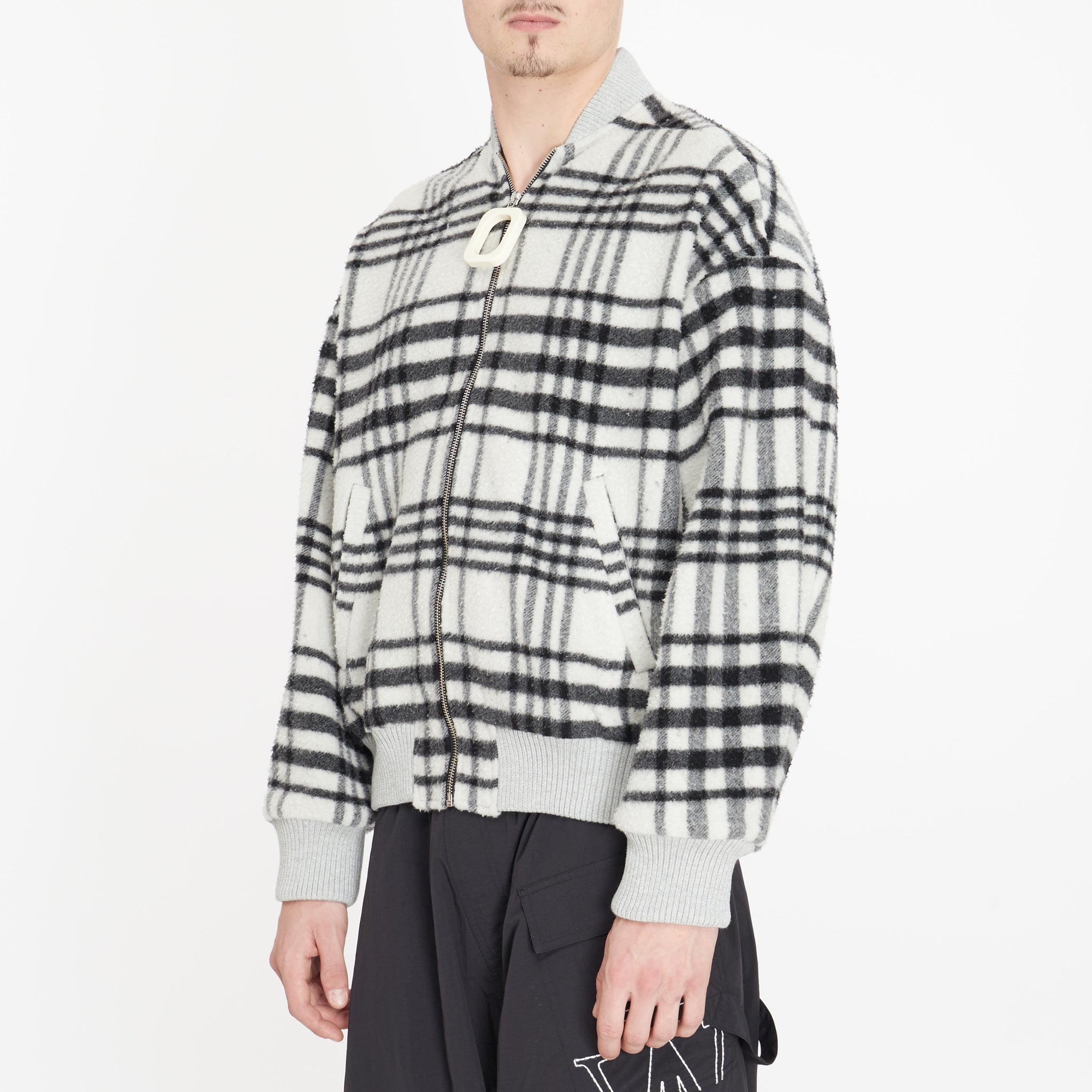 Veste Jw Anderson Bomber à Carreaux Gris