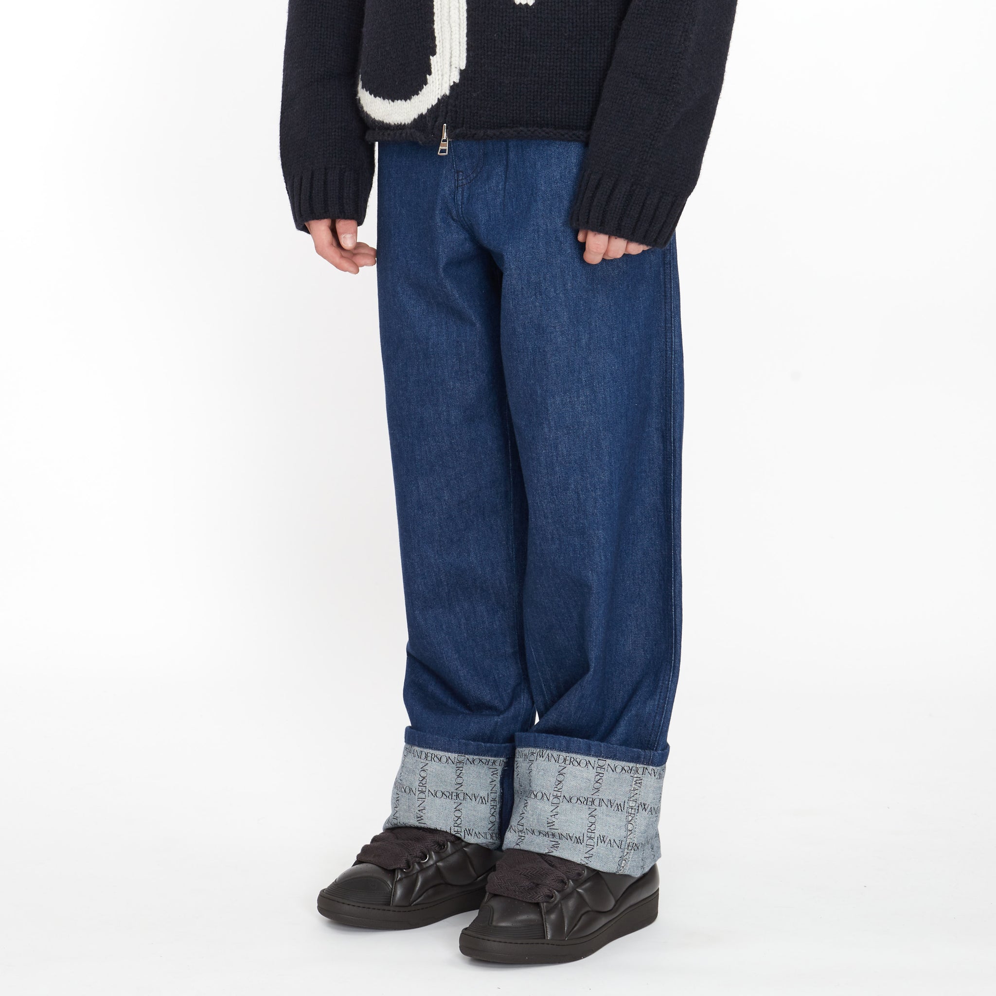 Jeans Jw Anderson à Revers à Logo Grid