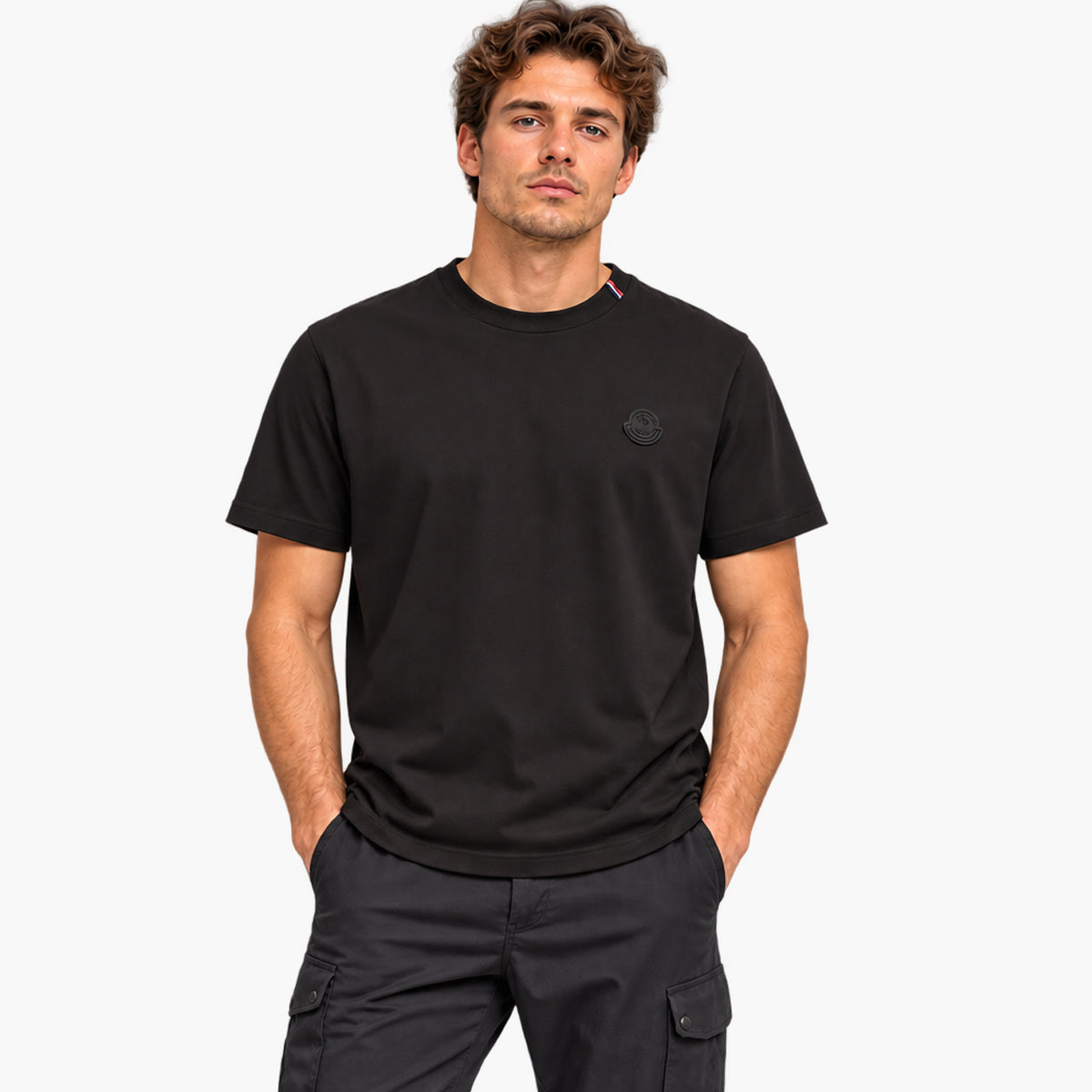 T-shirt en coton à logo noir