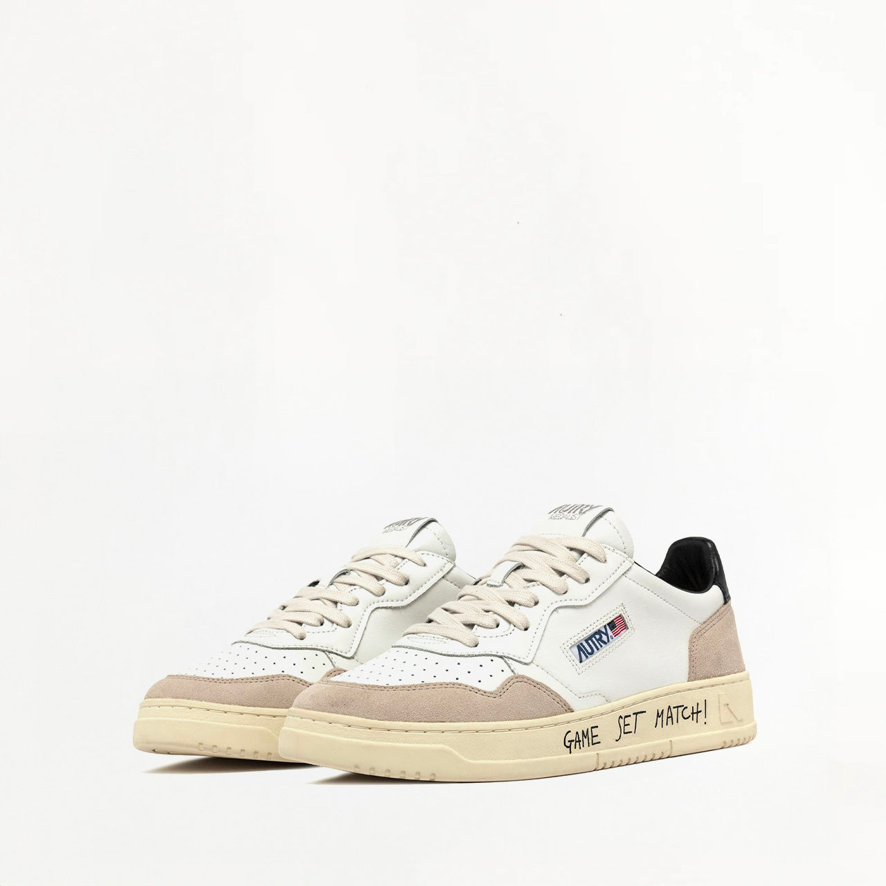 Sneakers Autry Medalist Low en Cuir et Daim Blanc et Noir