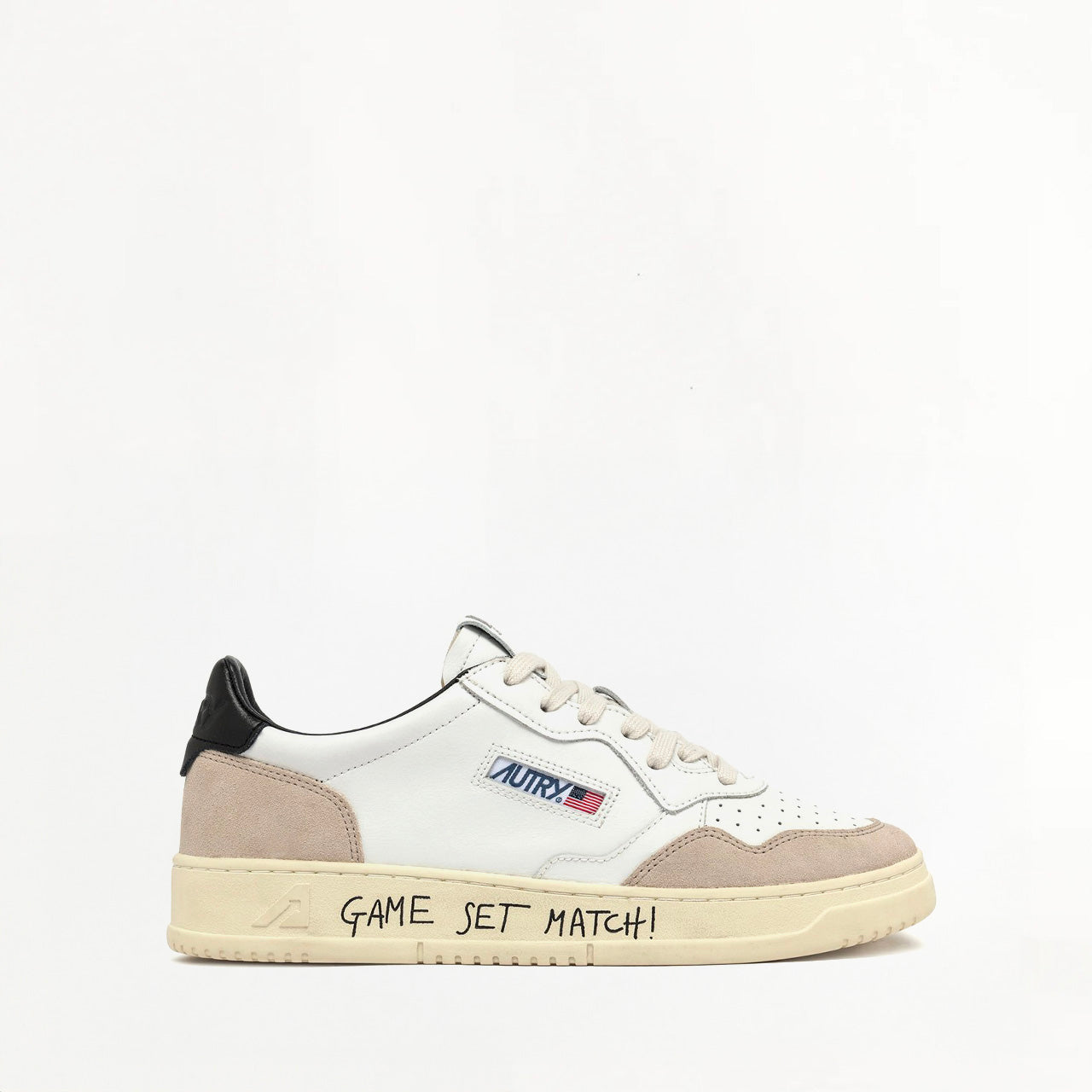 Sneakers Autry Medalist Low en Cuir et Daim Blanc et Noir