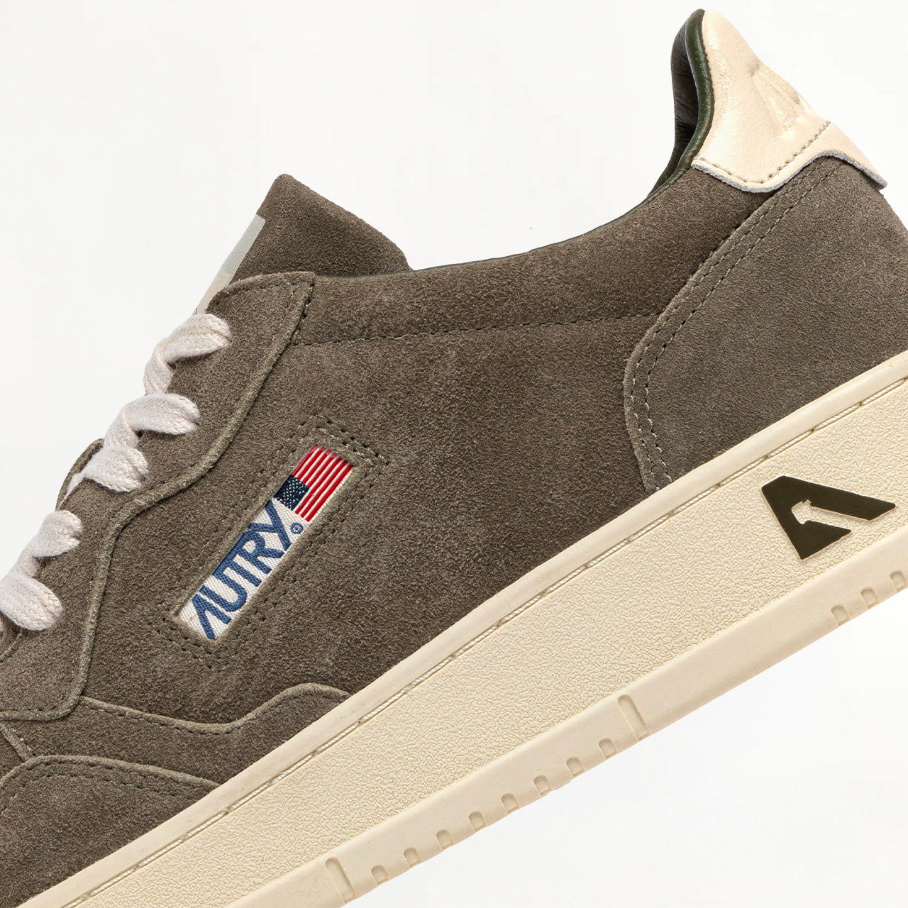 Sneakers Autry Medalist Low en Daim Gris Sombre et Cuir Beige