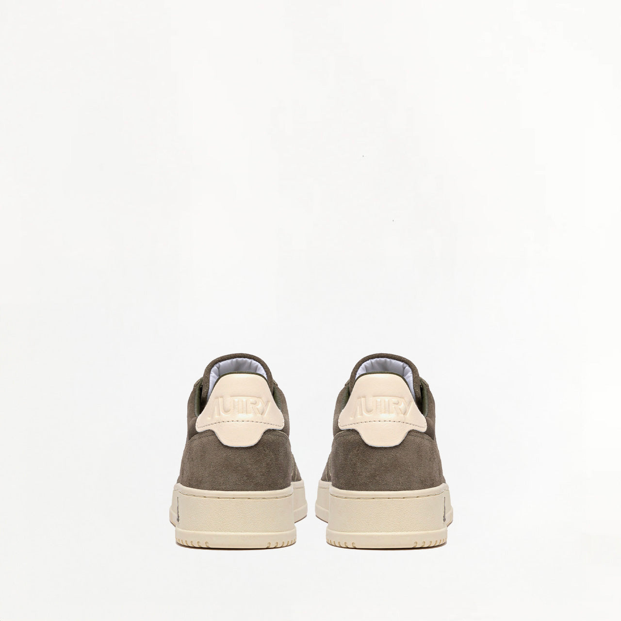 Sneakers Autry Medalist Low en Daim Gris Sombre et Cuir Beige