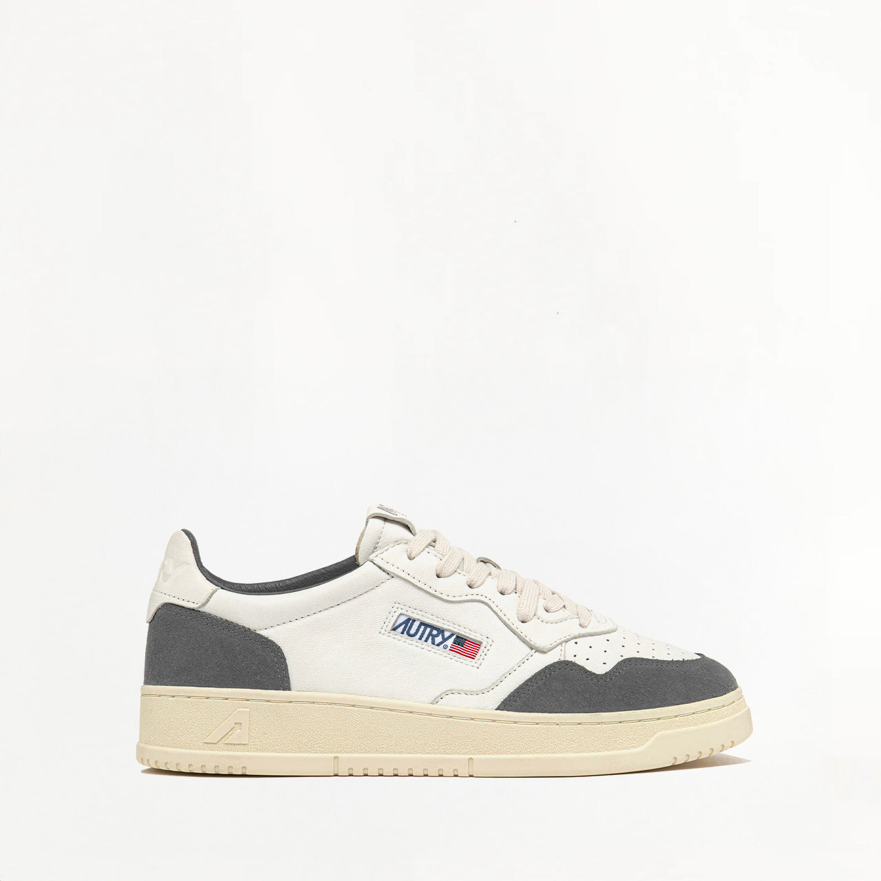 Sneakers Autry Medalist Low en Cuir et Daim Blanc et Gris