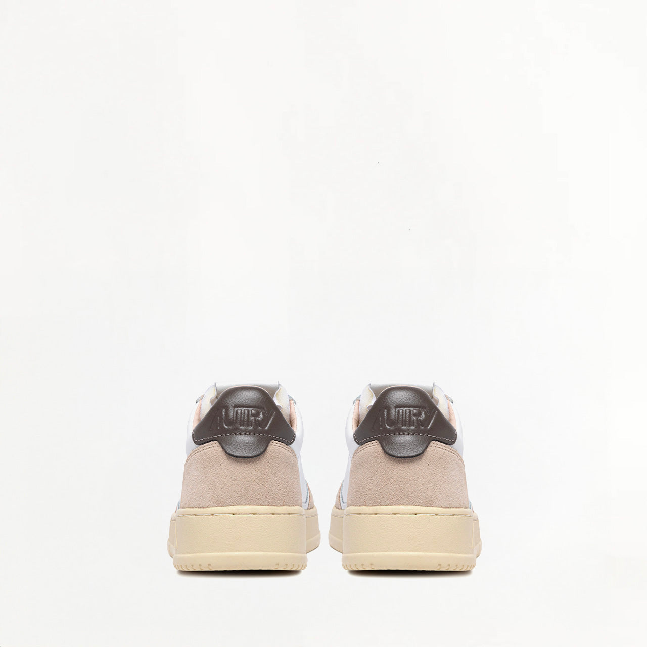 Sneakers Autry Medalist Low en Cuir et Daim Blanc et Marron