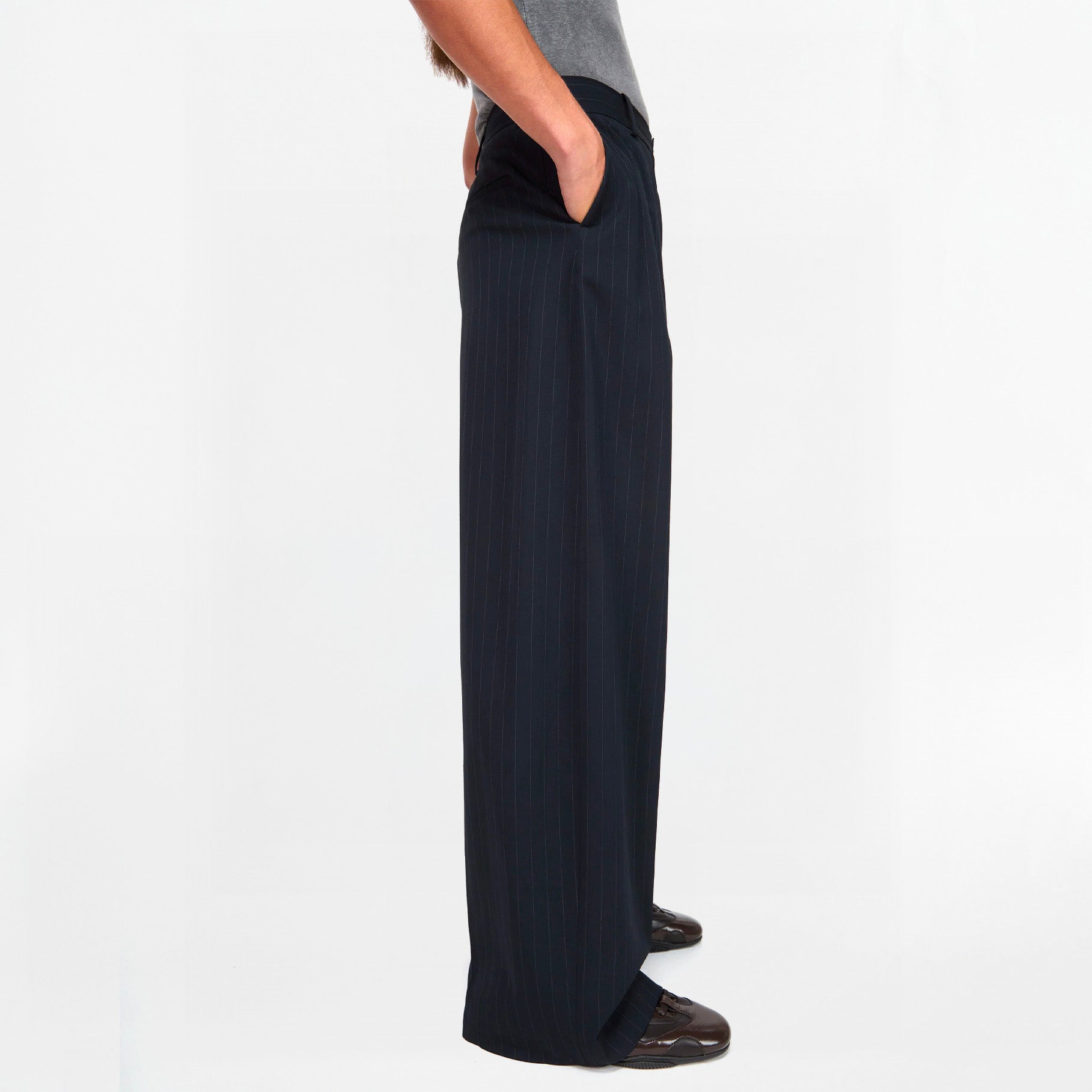 Pantalon de Costume à Rayure Acne Studios Bleu Marine