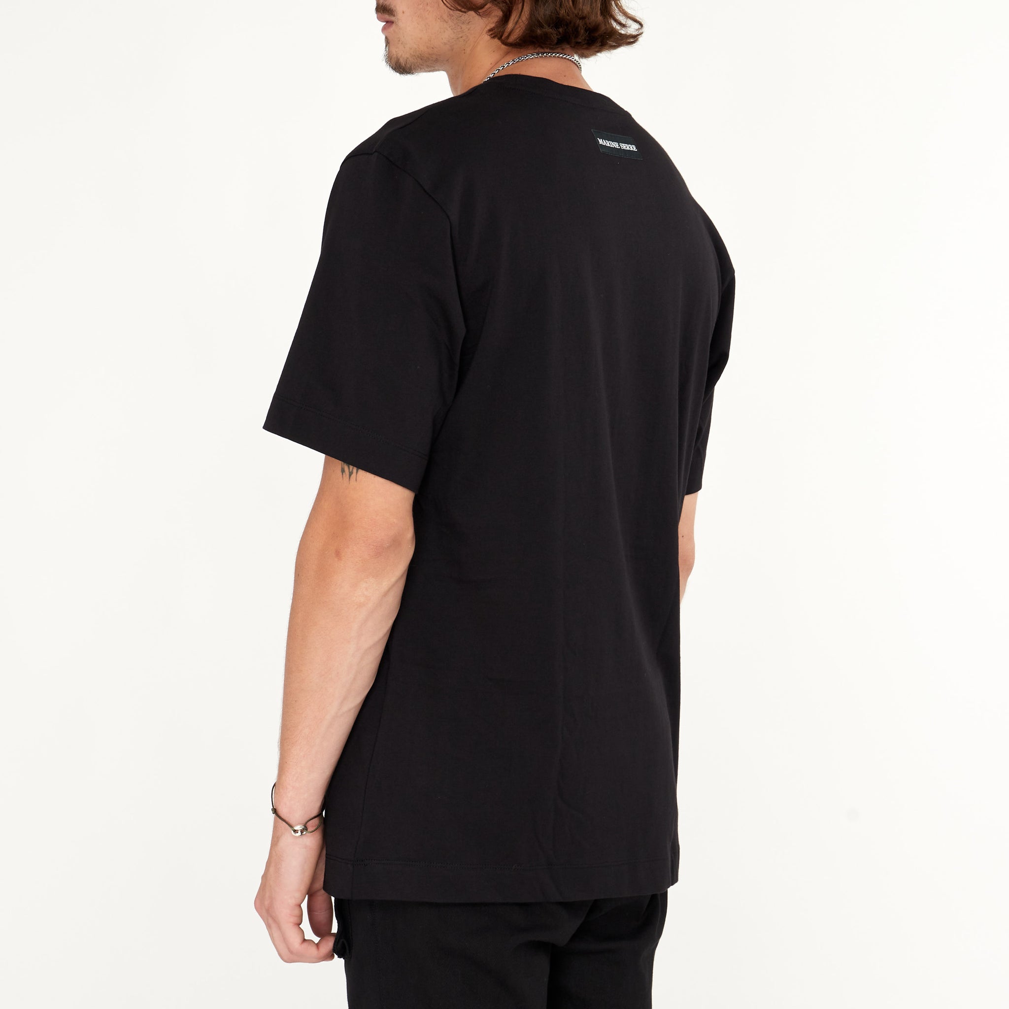 T-shirt Marine Serre Coton Noir Logo