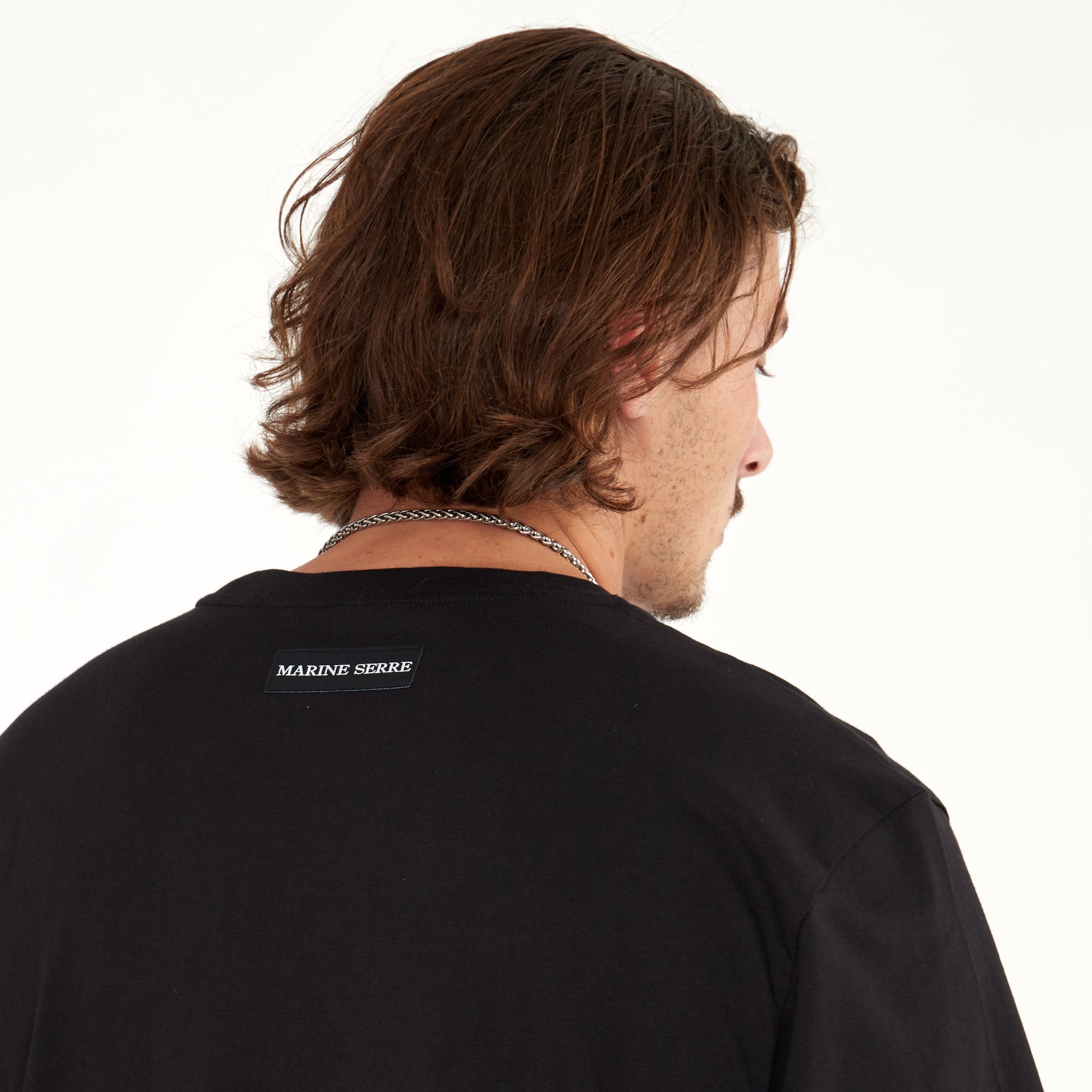 T-shirt Marine Serre Coton Noir Logo