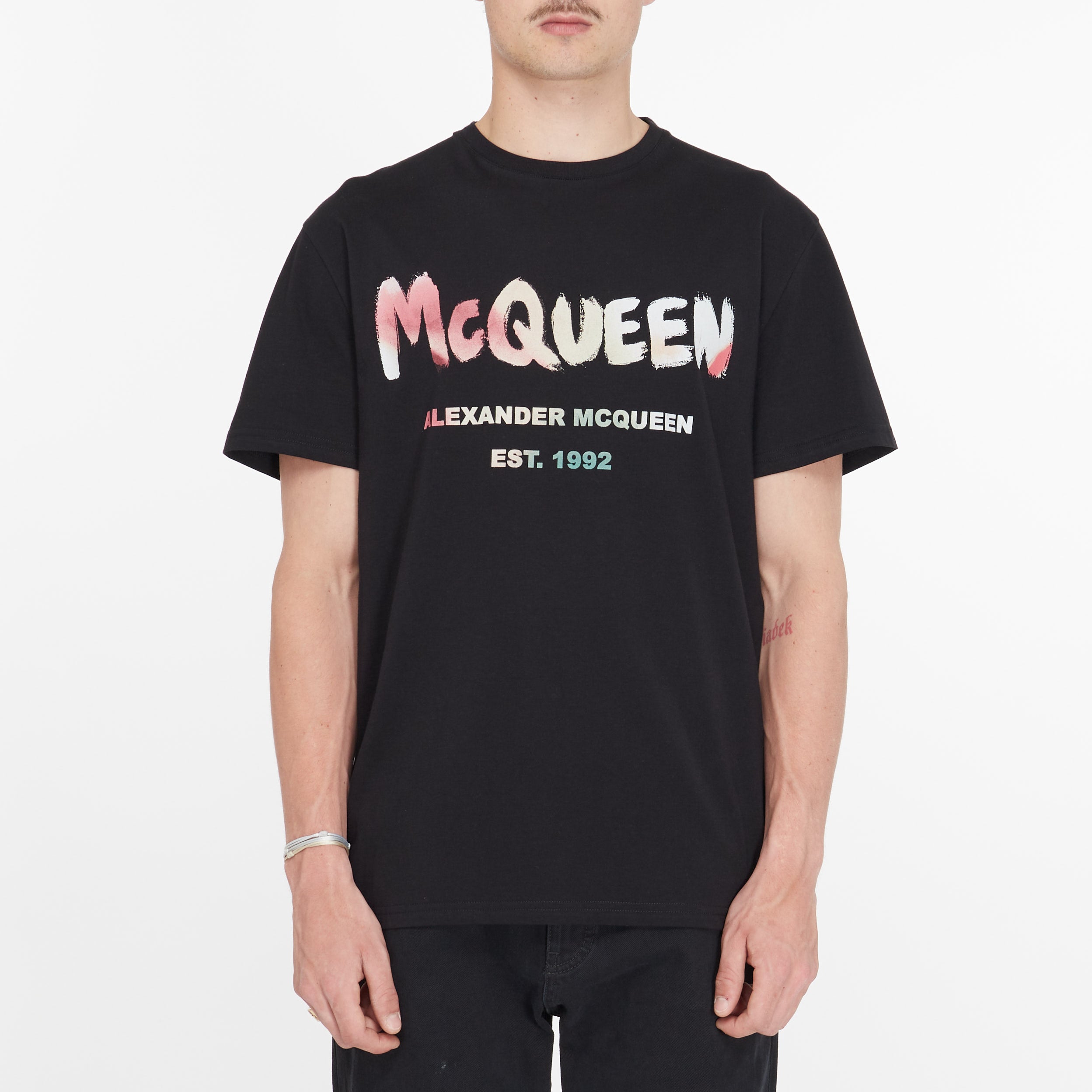 T-shirt McQueen Graffiti Logo Noir