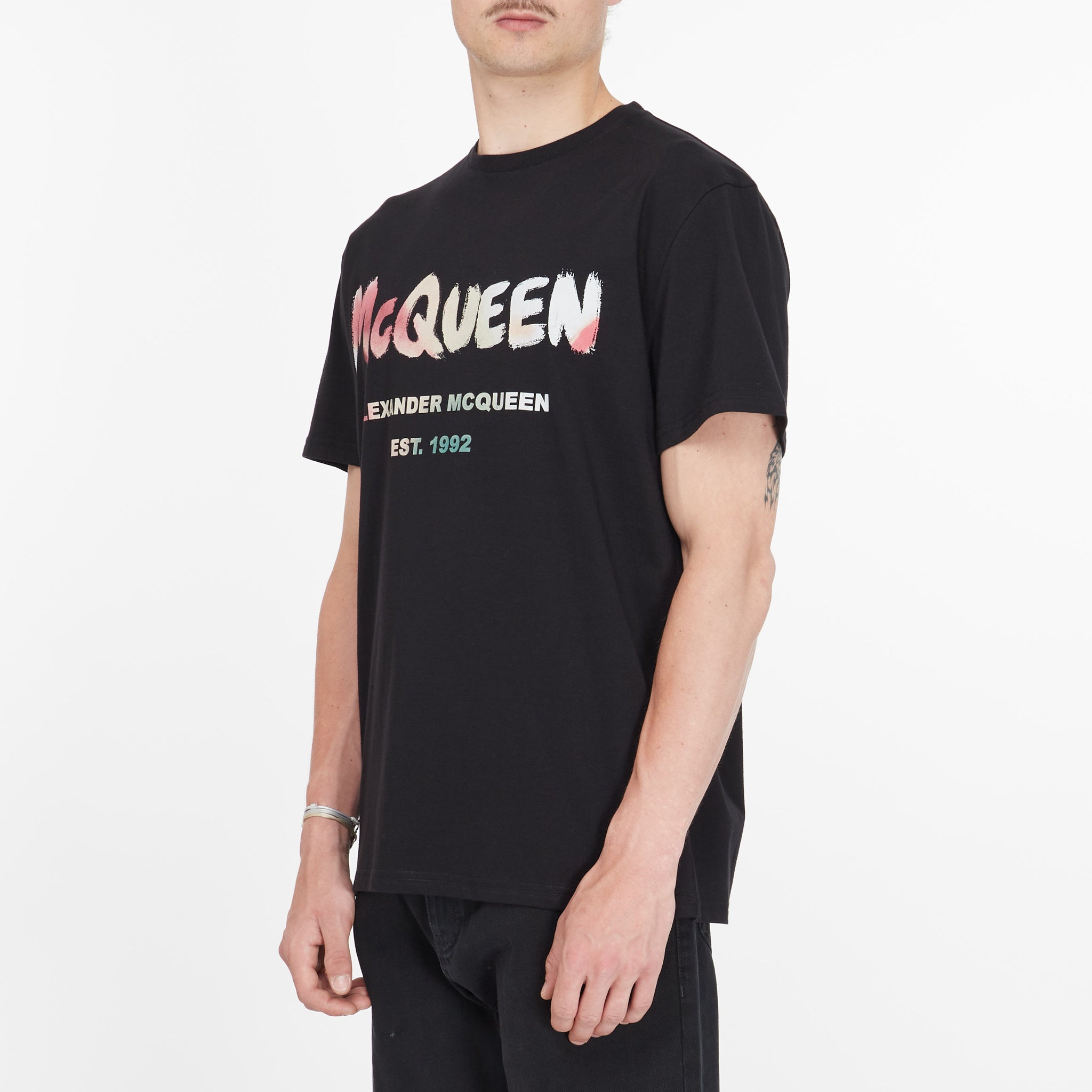 T-shirt McQueen Graffiti Logo Noir
