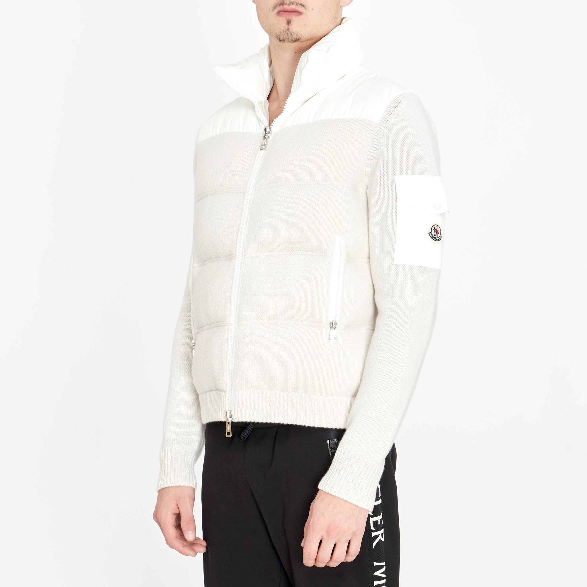 Cardigan Moncler Matelassé en Laine Blanc