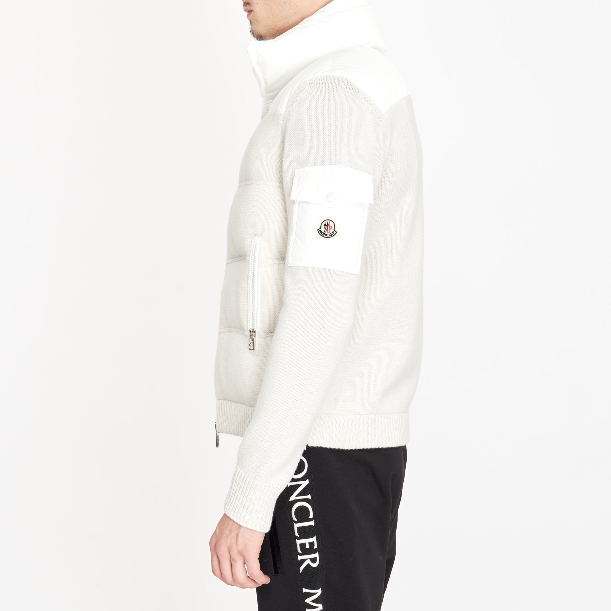 Cardigan Moncler Matelassé en Laine Blanc