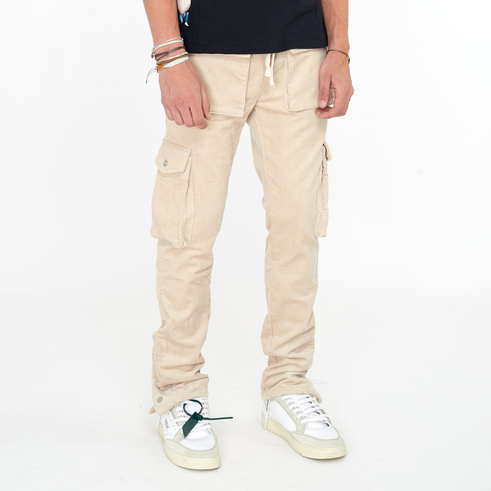 Pantalon Cargo Mouty FP Côtelé Beige