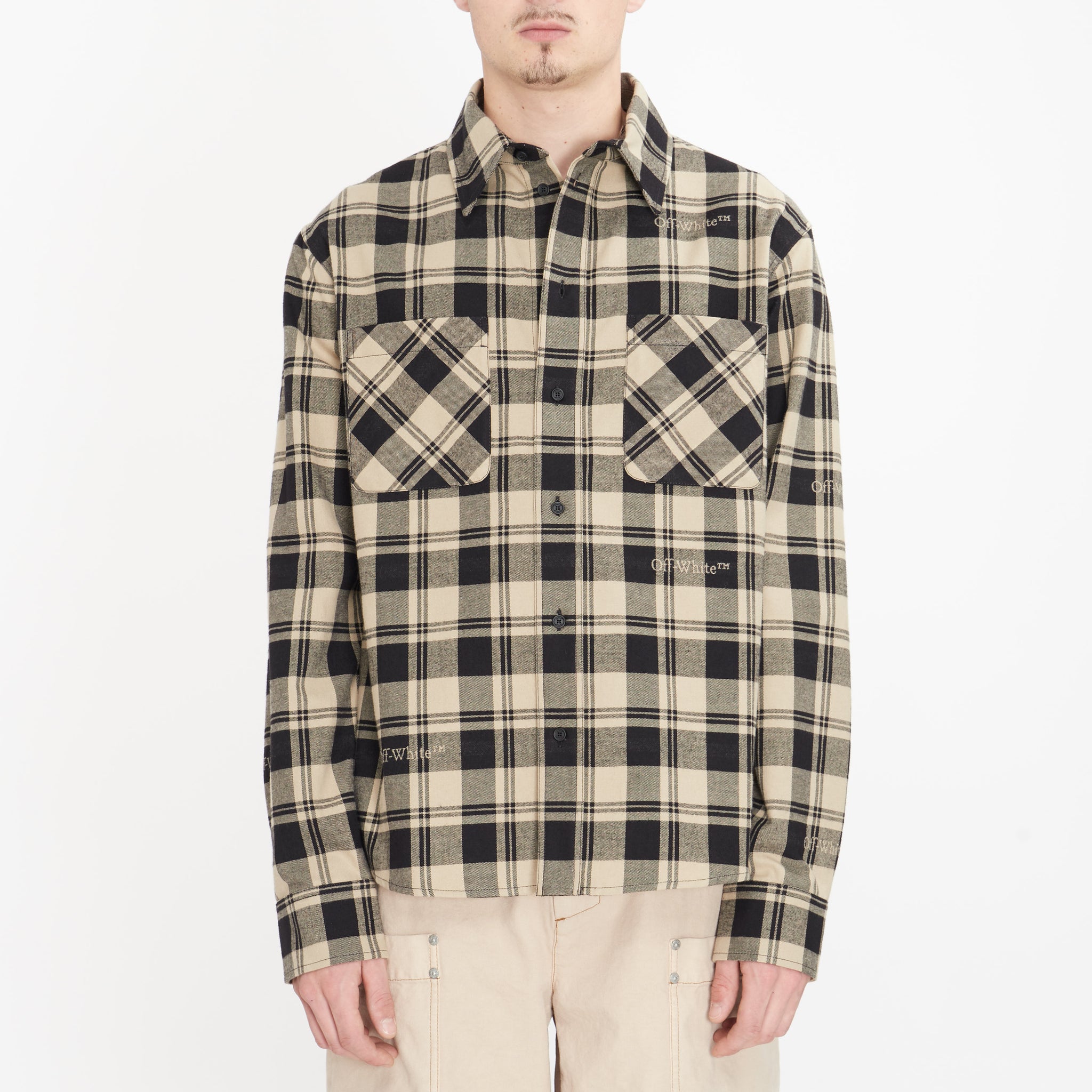 Chemise Off-White Check Flannel Beige