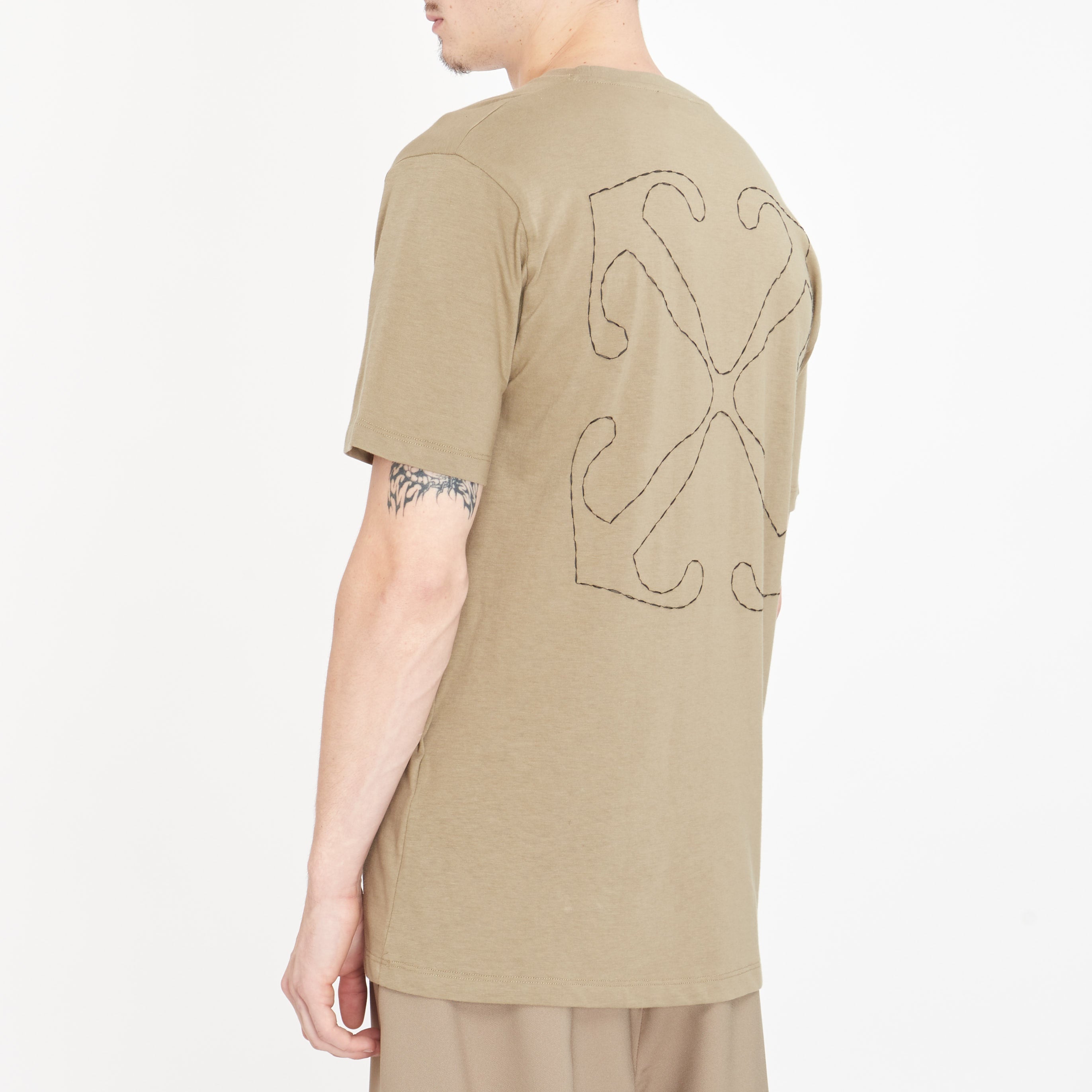 Tee Shirt Off-White Stitch Arrows Beige