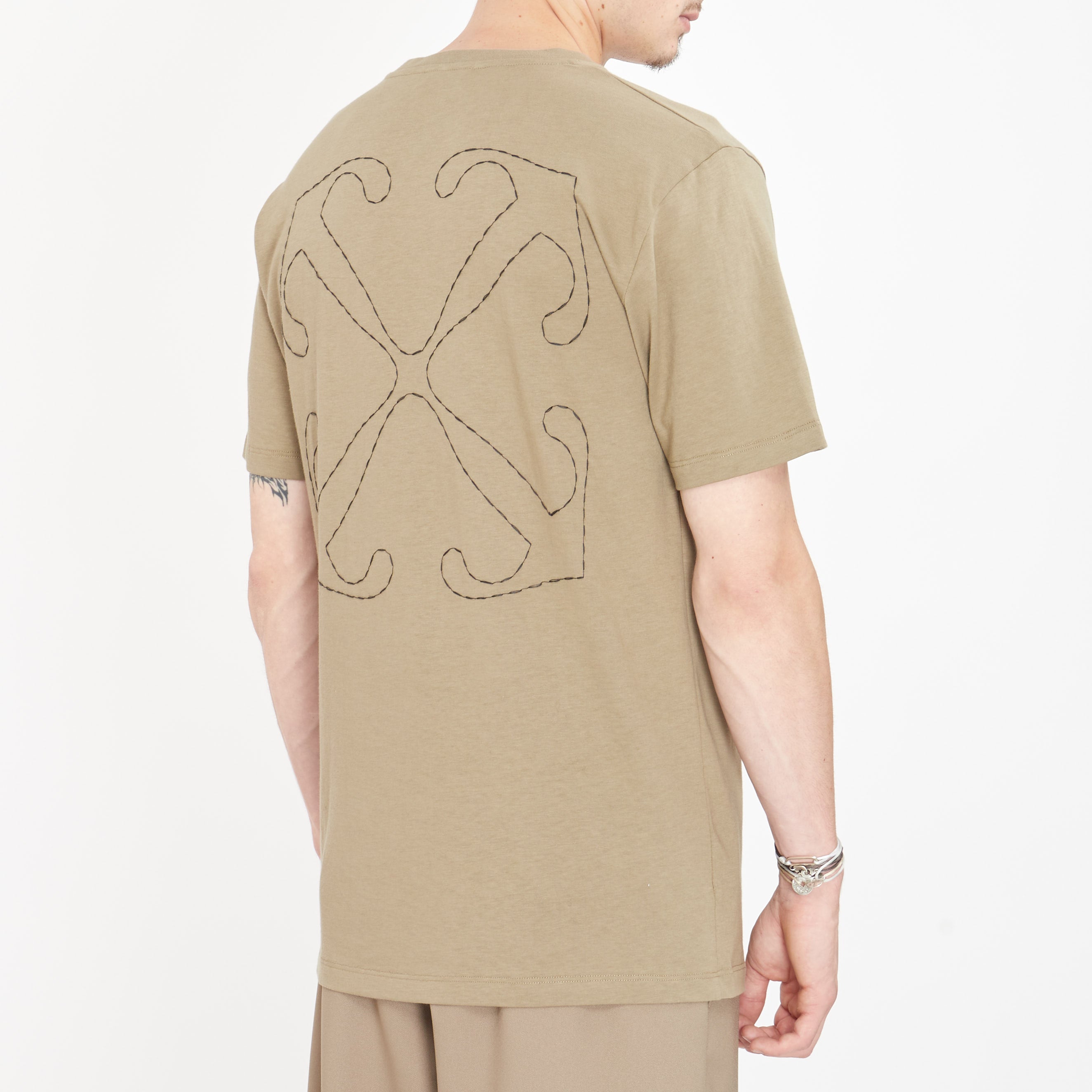 Tee Shirt Off-White Stitch Arrows Beige