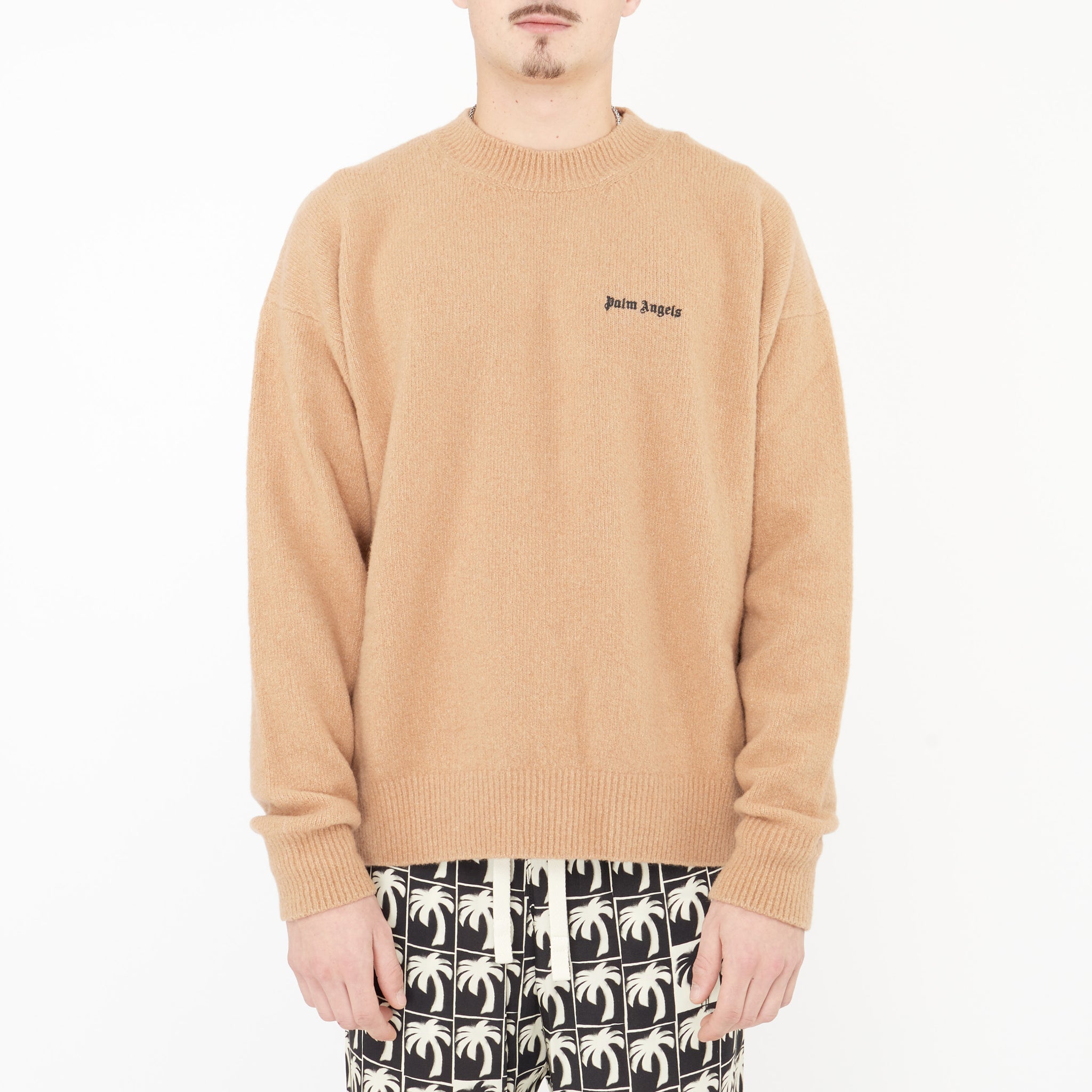 Pull Palm Angels Maille en Laine Beige