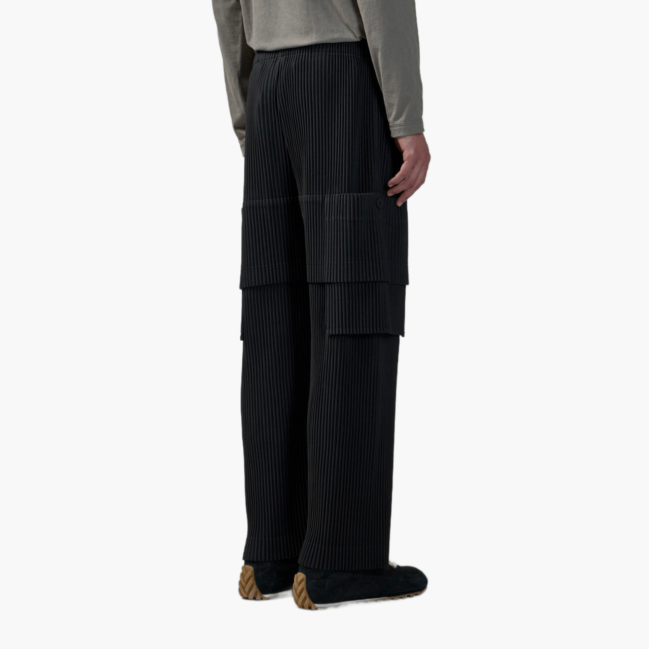 Pantalon Cargo Homme Plissé Gris