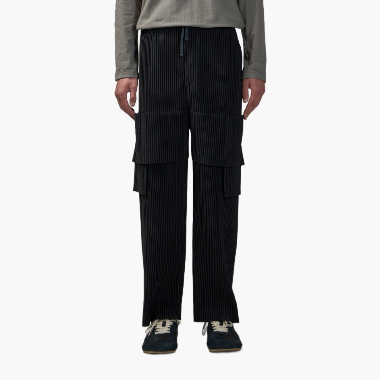 Pantalon Cargo Homme Plissé Gris