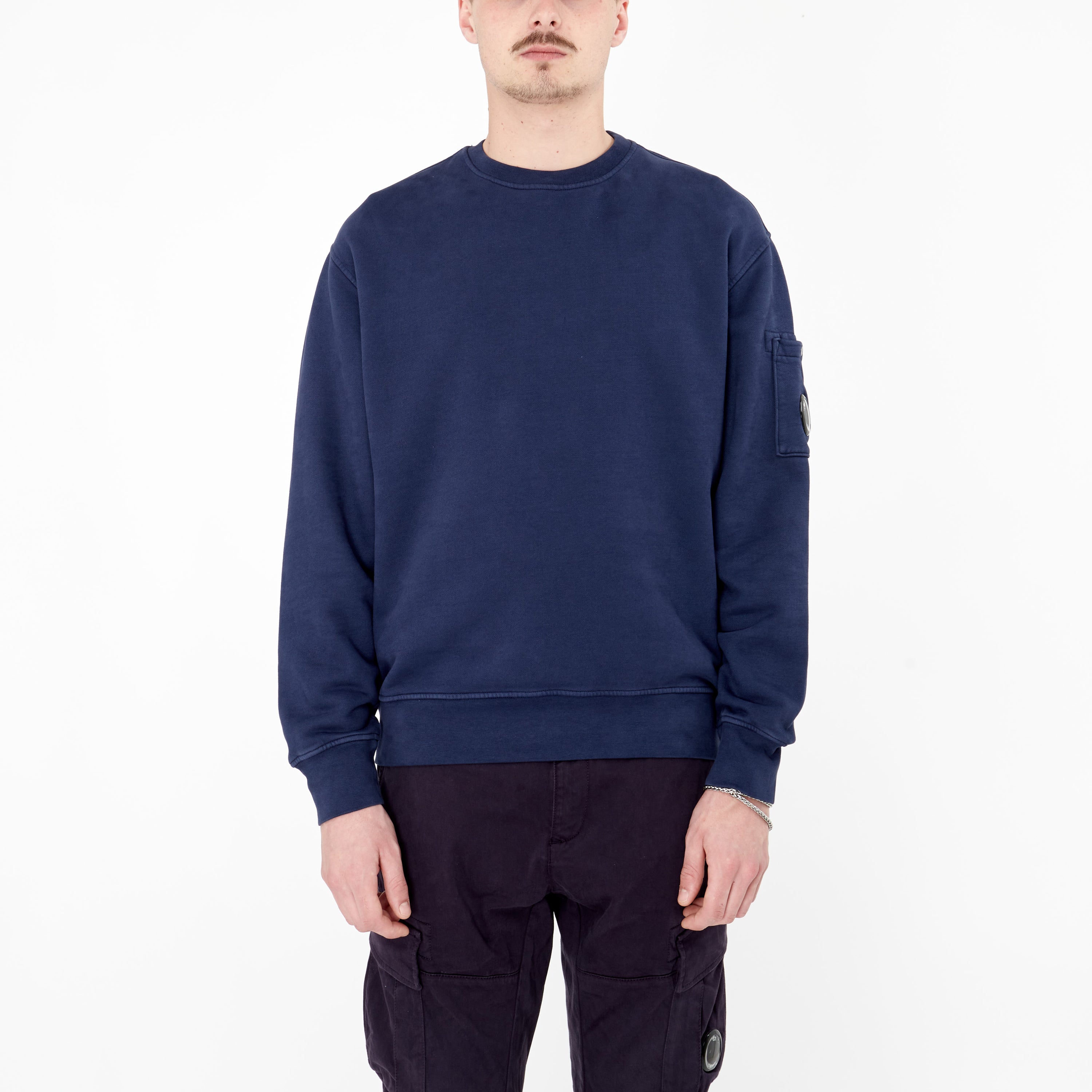 Sweatshirt Cp Company Diagonal Fleece Lens Estate Blue