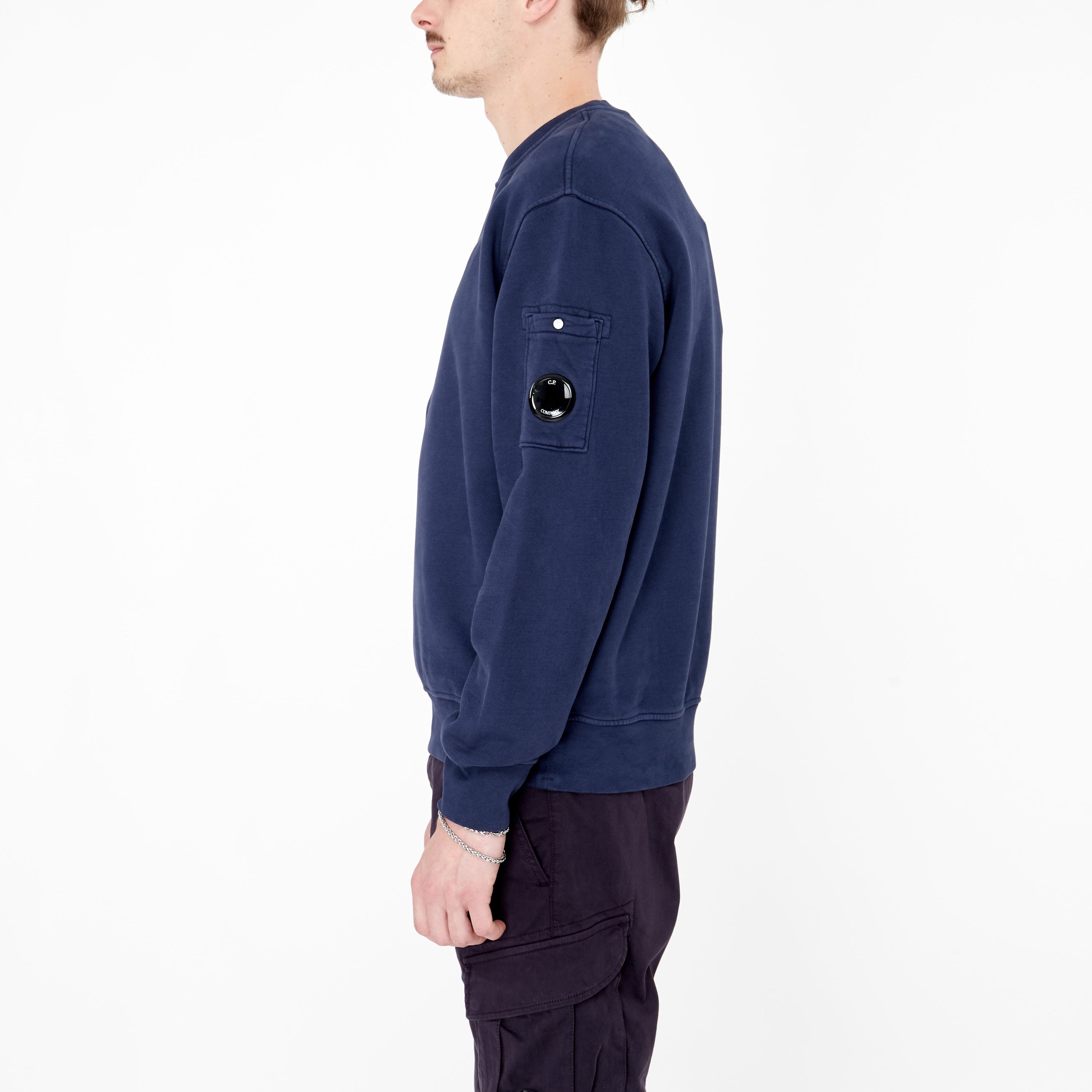 Sweatshirt Cp Company Diagonal Fleece Lens Estate Blue