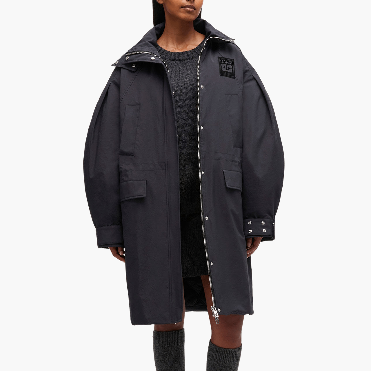 Parka Ganni 3 Couches Phantom Noir